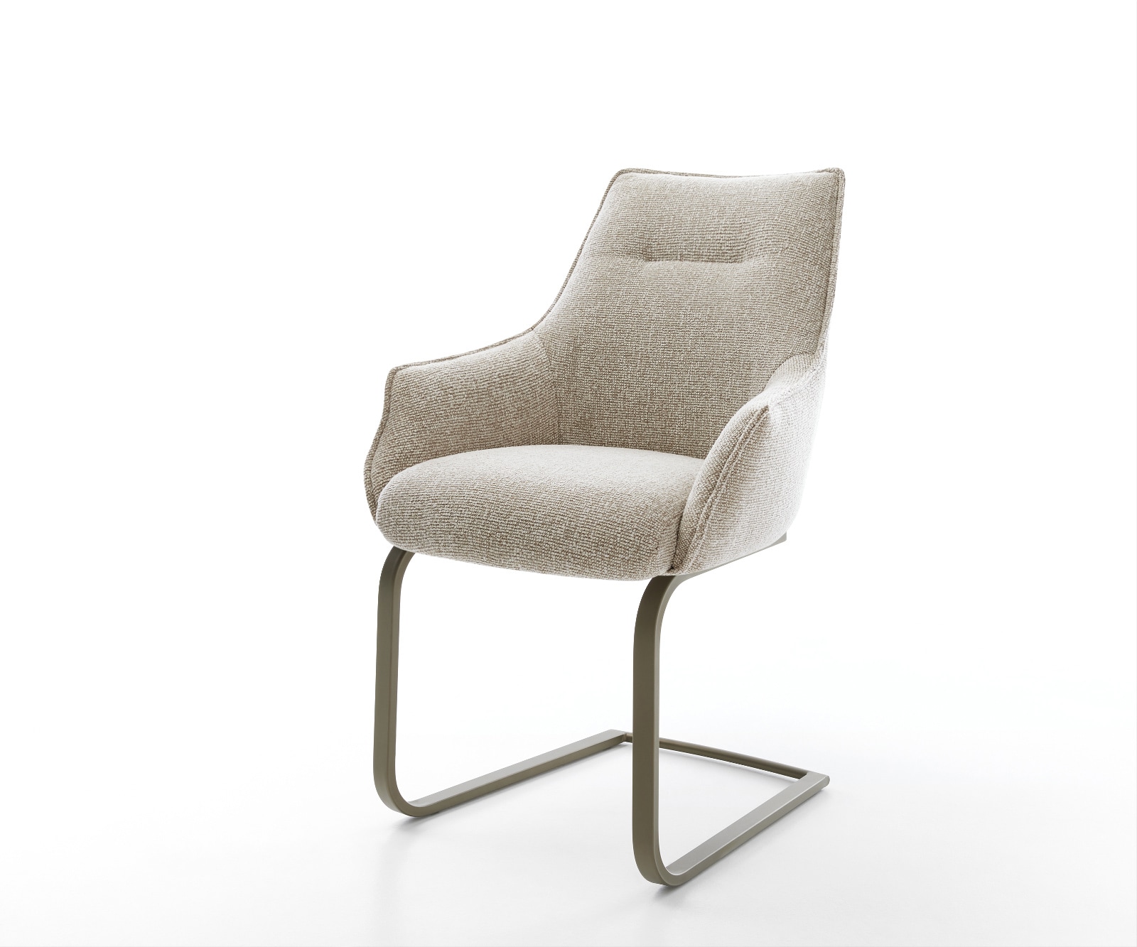 Freischwinger Alja-Flex mit Armlehnen Webstoff Soft Beige Freischwinger flach Effektfinish Titan Taschenfederkern 1