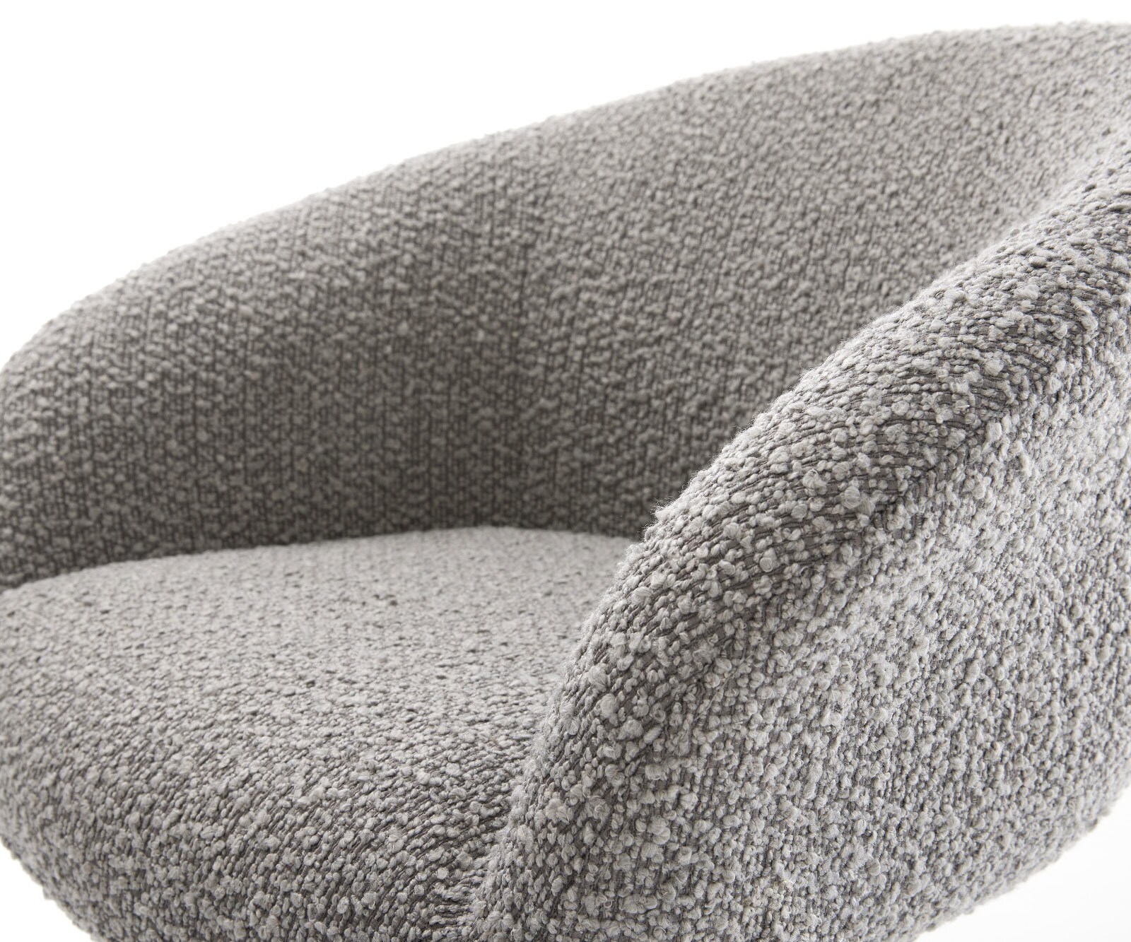 Cantilever Vinka-Flex avec accoudoirs bouclé gris argenté pied cantilever rond acier inoxydable brossé ressorts ensachés 3