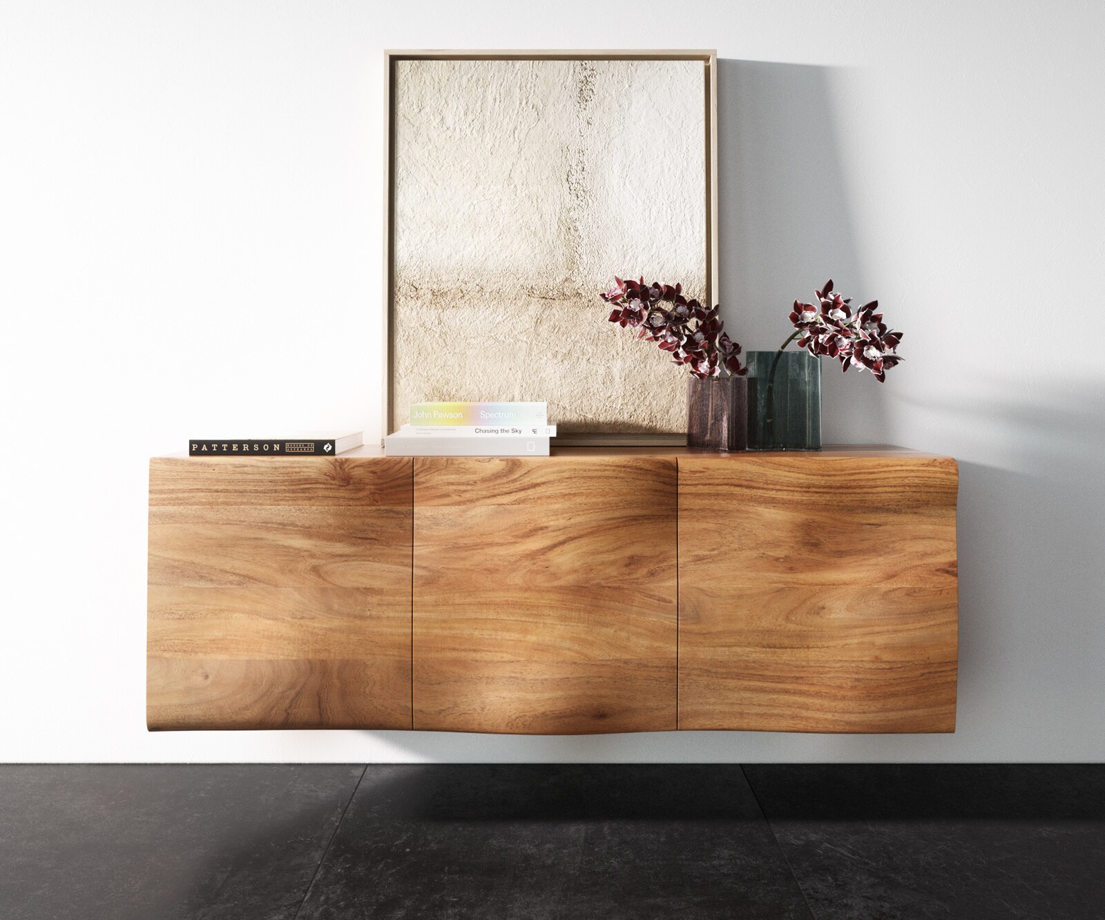 Buffet New Live-Edge 145 cm acacia naturel 3 portes fixation murale 3