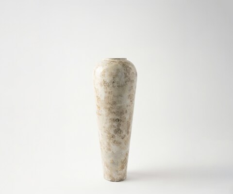 Vase Tavera B24 x T24 x H70 cm Metall Alabaster Gold Handgemacht