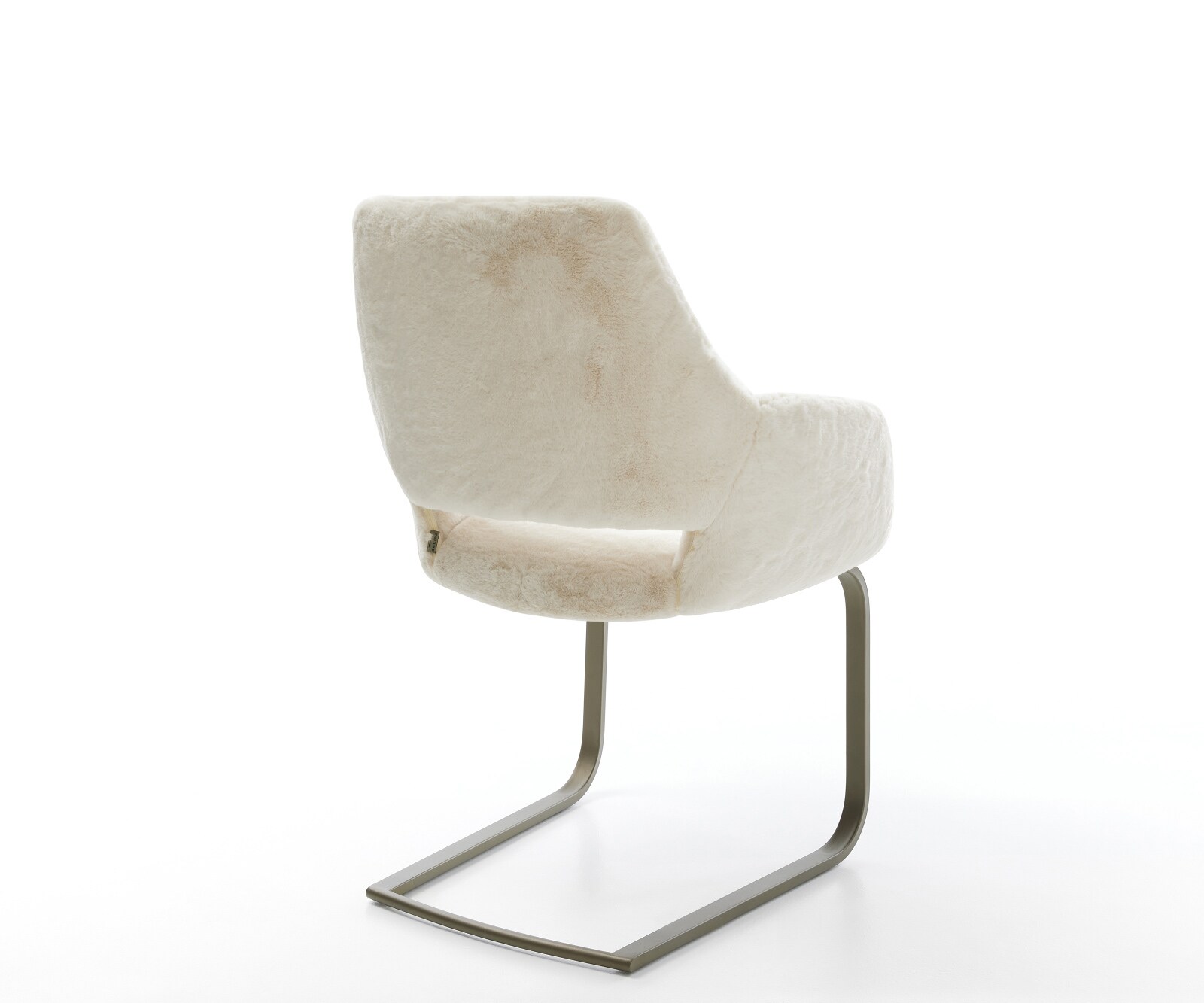 Freischwinger Yago-Flex mit Armlehnen Plüsch Creme-Weiß Freischwinger flach Effektfinish Titan Taschenfederkern 4