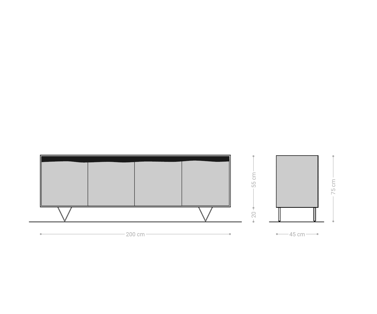 Sideboard Stonegrace 200x45 cm Akazie Natur 4 Türen Baumkante 6 Sideboard Stonegrace 200x45 cm Akazie Natur 4 Türen Baumkante 6