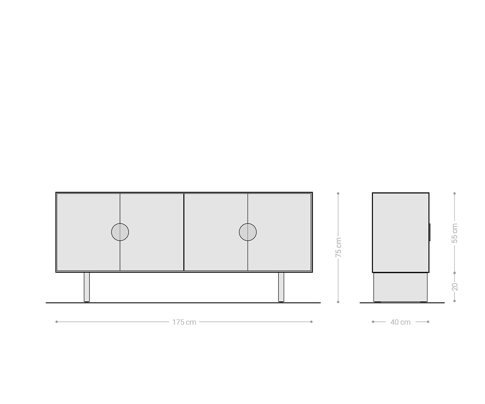 Sideboard Surimu 175 cm Akazie Hellbraun 4 Türen 2 Fächer Kork-Griff Holzfüße 9