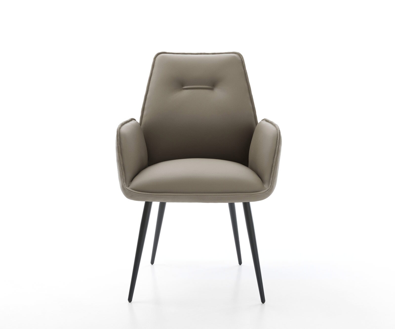 Chaise-de-salle-à-manger Zoa-Flex cuir de vache couleur boue 4 pieds coniques noir ressorts ensachés 1