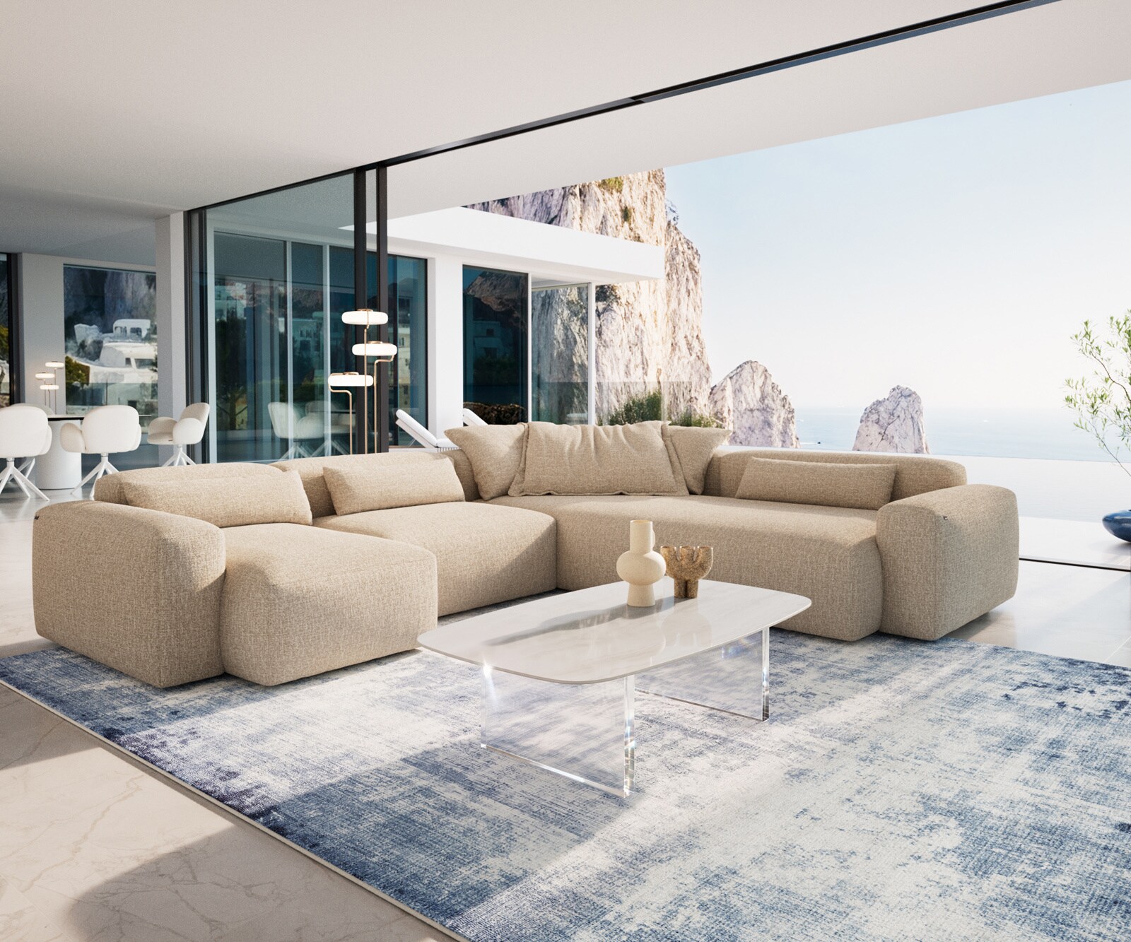 Couchtisch Edge Boot 120x70 cm Keramik Onyx Champagne Lumia Acryl 6