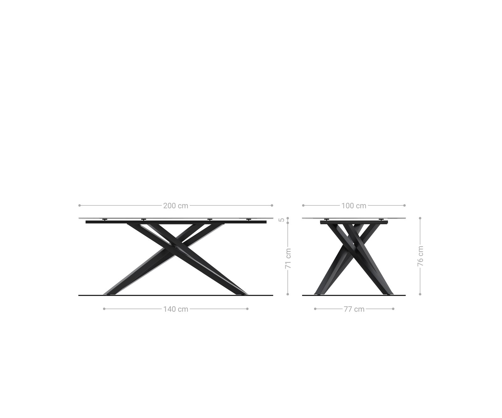 Table d’extérieur Edge 200x100 cm céramique Laminam® Travertino Bianco blanc crème piètement croisé rectangulaire en acier inoxydable 7