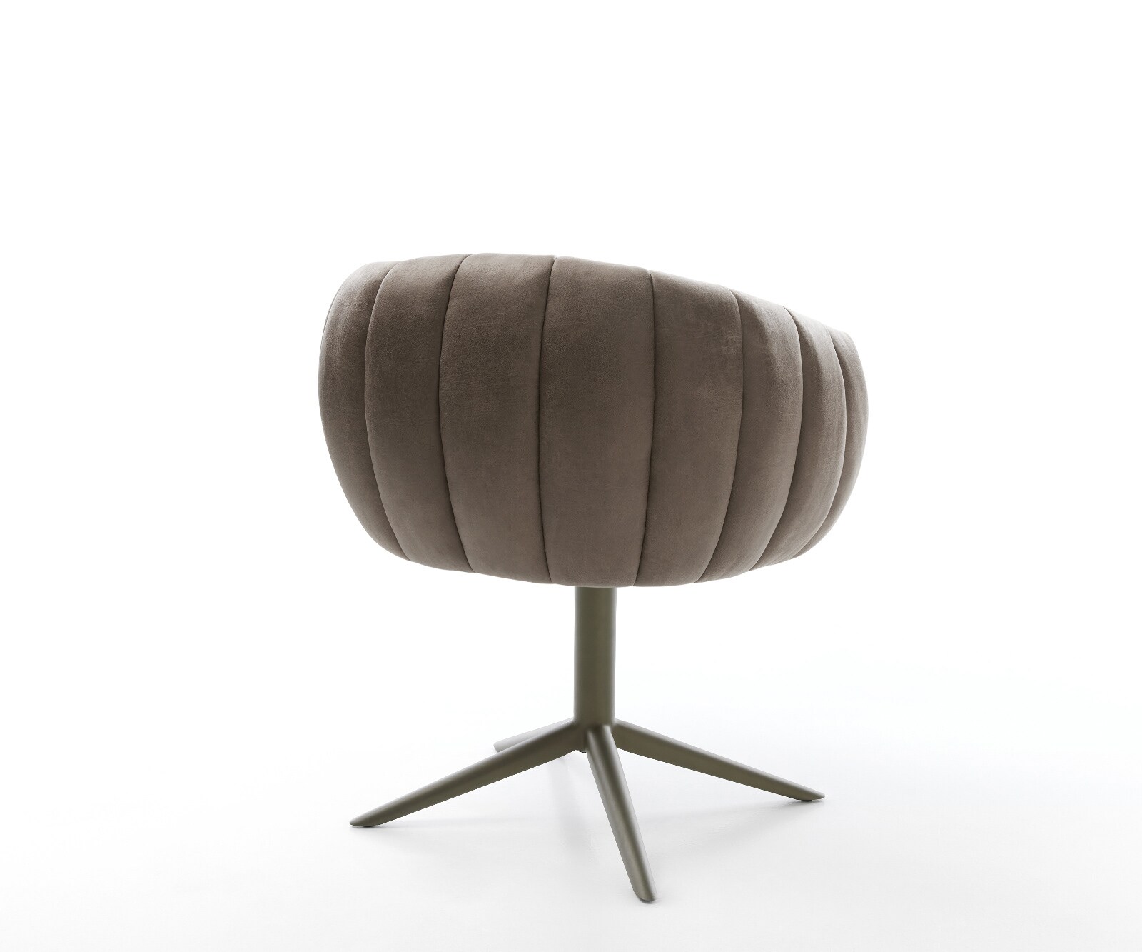 Chaise-pivotante Jada-Flex microvelours taupe vintage pied croisé angulaire aspect titane pivotement sur 360° fonction bascule ressorts ensachés 4