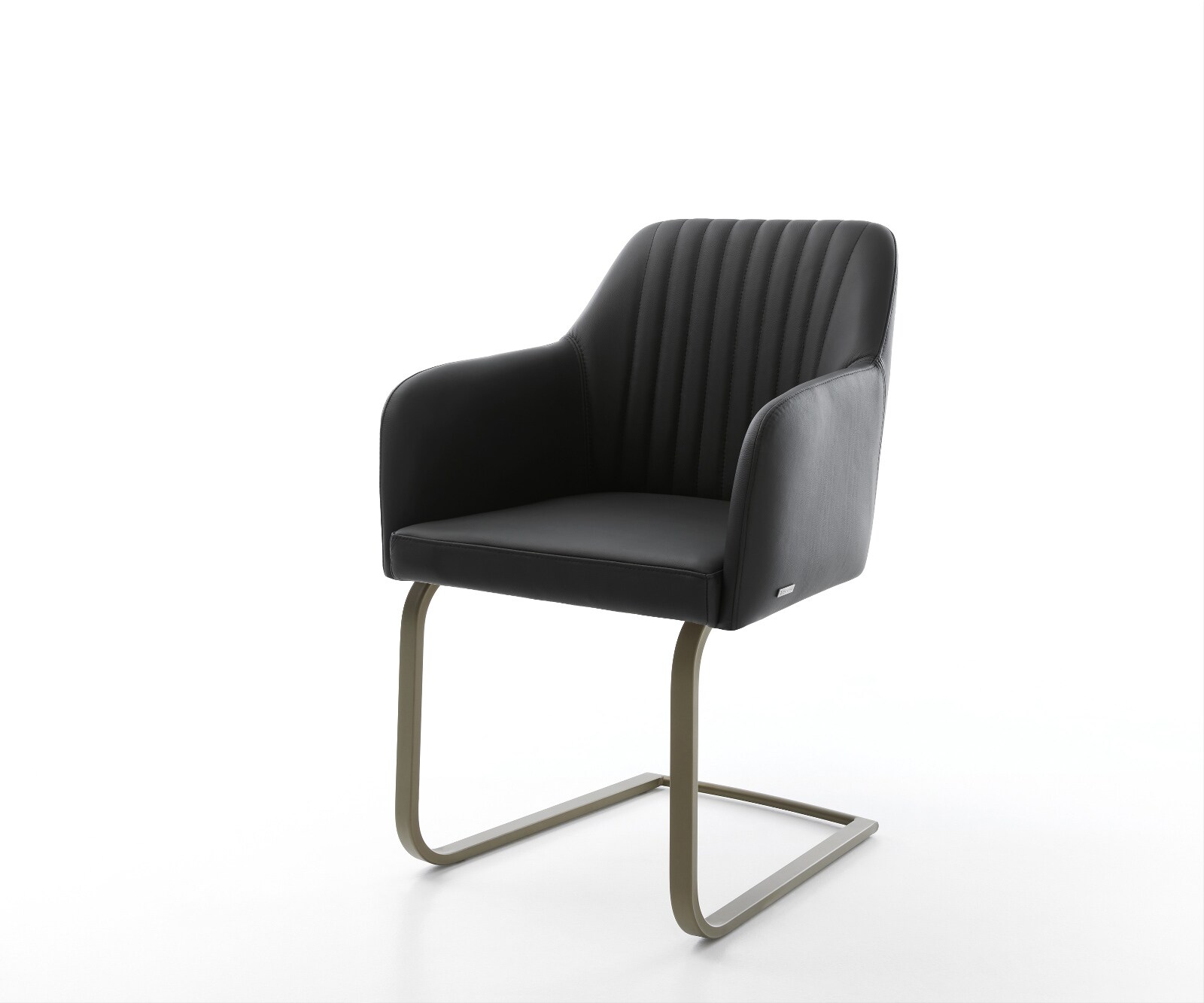 Cantilever Greg-Flex cuir de vache noir pied cantilever plat aspect titane ressorts ensachés