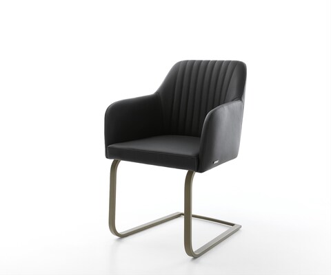 Cantilever Greg-Flex cuir de vache noir pied cantilever plat aspect titane ressorts ensachés