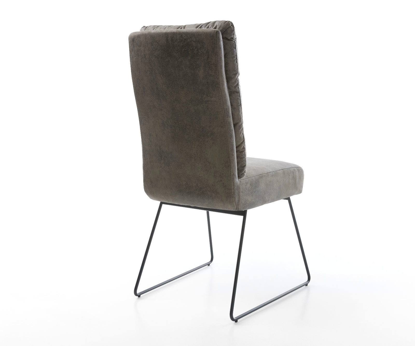 Chaise-de-salle-à-manger Pela-Flex microvelours gris antique pied trapèze noir ressorts ensachés 4 Chaise-de-salle-à-manger Pela-Flex microvelours gris antique pied trapèze noir ressorts ensachés 4
