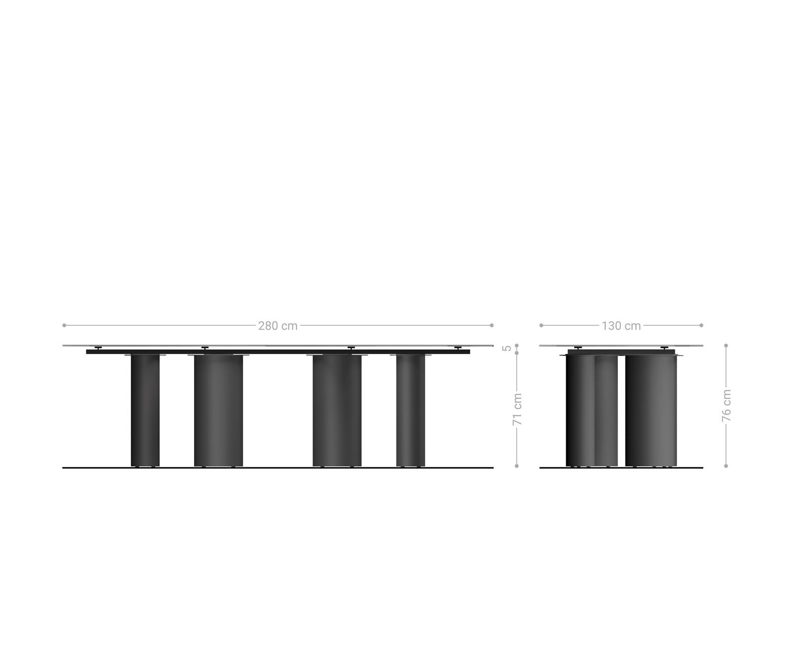 Esstisch Edge Oval 280x130 Keramik Emperador Extra Lucidato Dunkelbraun Pilier Edelstahl Graphit 8