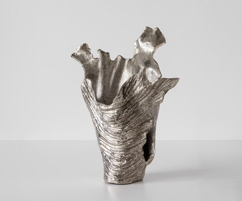 Vase Corallo B37 x T18 x H48 cm Aluminium Platin Handgemacht