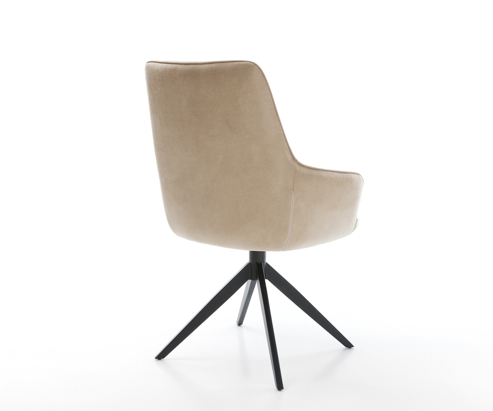 Drehstuhl Zelia-Flex mit Armlehnen Mikrofaser Beige Vintage Kreuzgestell breit Schwarz 360° drehbar Wippfunktion Taschenfederkern 4