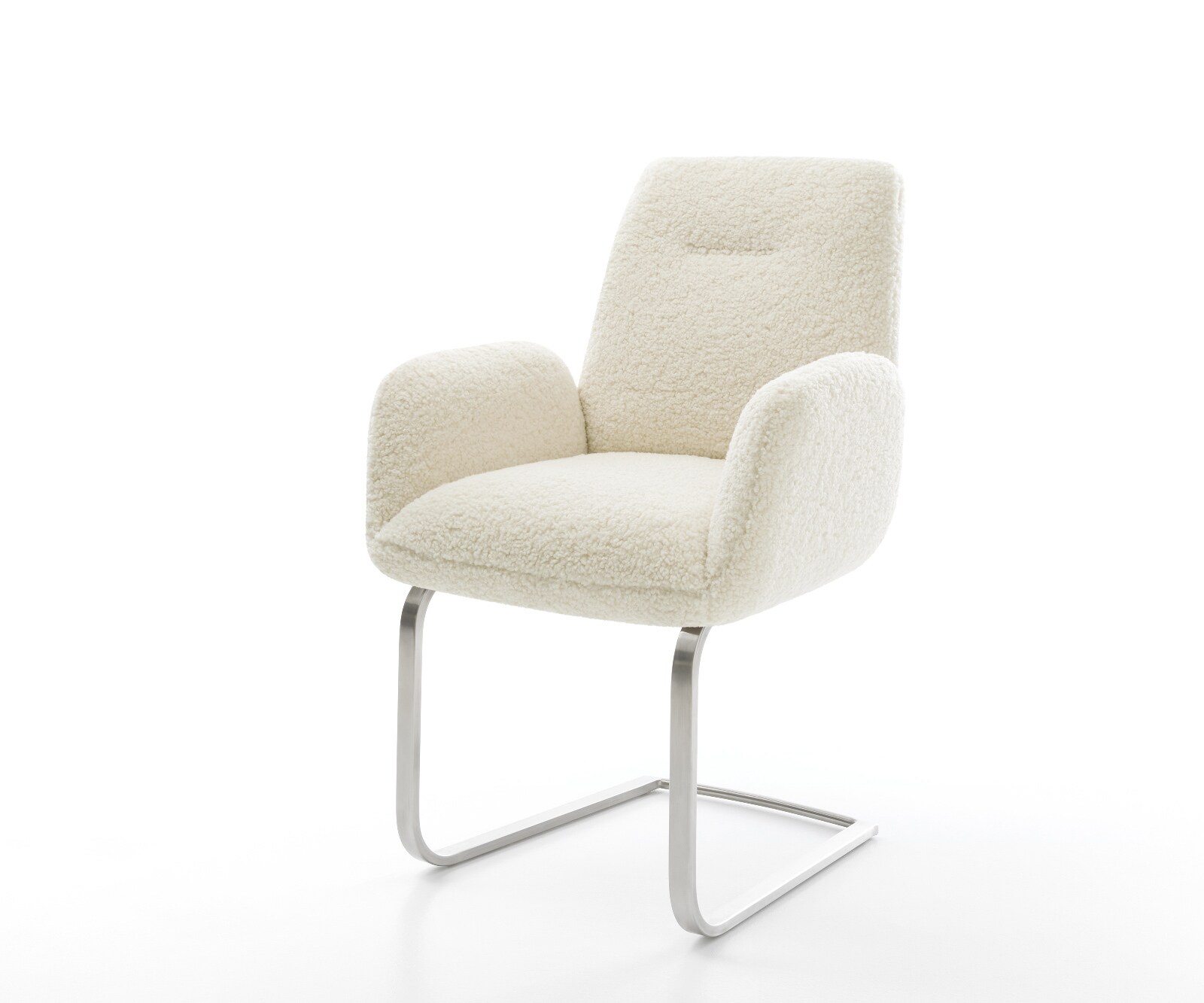 Freischwinger Zoa-Flex Teddystoff Beige Freischwinger flach Edelstahl Taschenfederkern