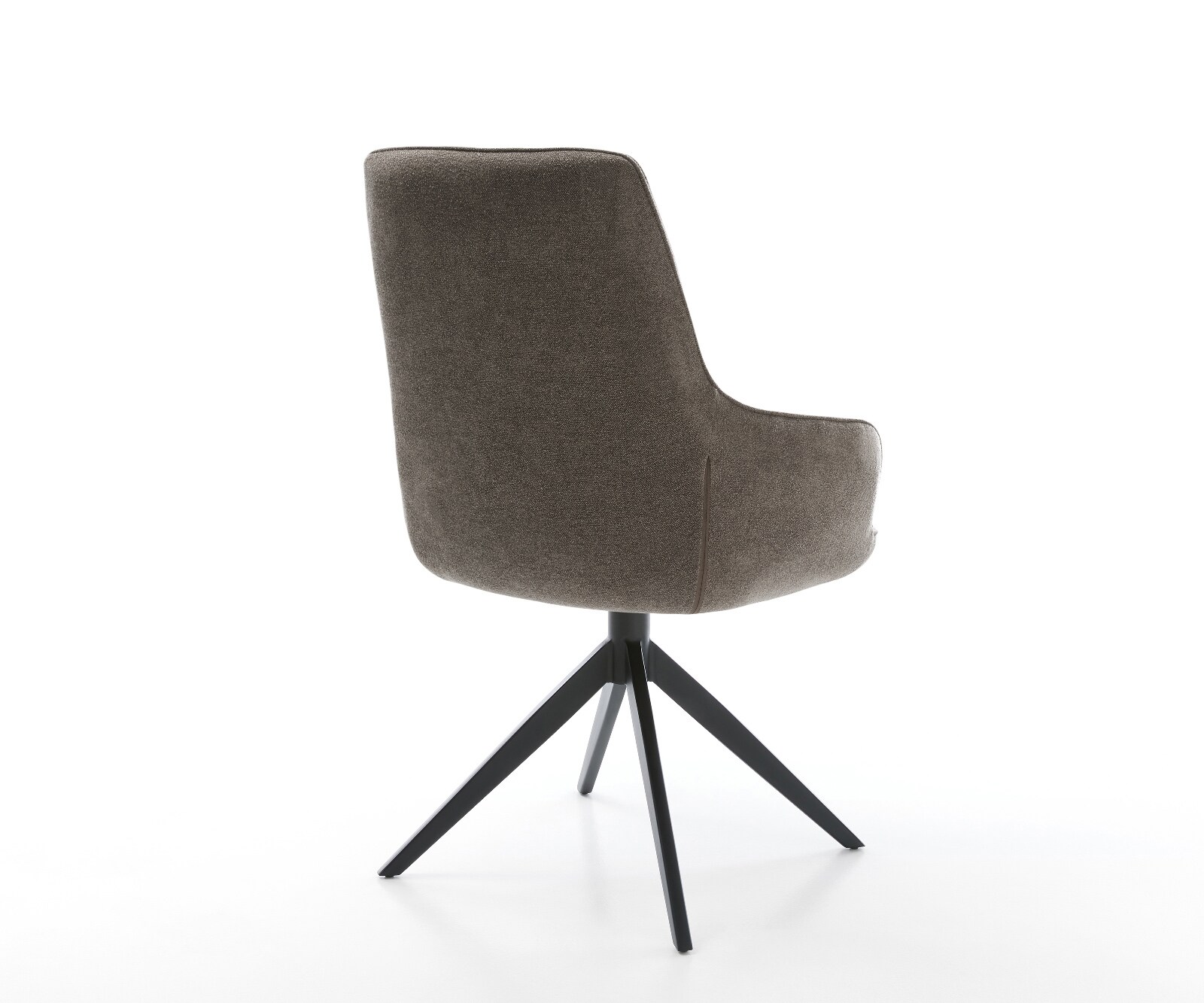 Chaise-pivotante Zelia-Flex avec accoudoirs tissu structuré doux taupe pied croisé large noir pivotement sur 360° fonction bascule ressorts ensachés 4