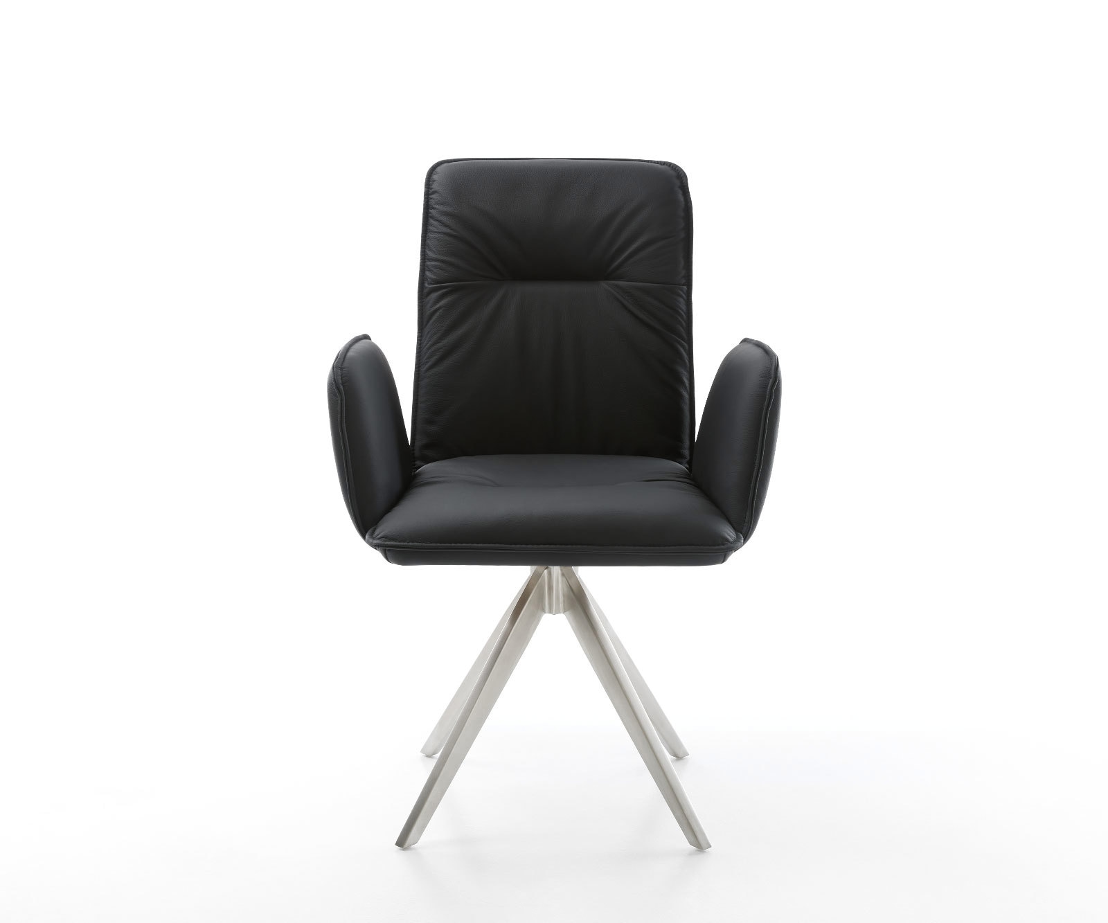 Esszimmerstuhl Vinja-Flex Echt-Leder Schwarz Kreuzgestell kantig Edelstahl 1 Esszimmerstuhl Vinja-Flex Echt-Leder Schwarz Kreuzgestell kantig Edelstahl 1