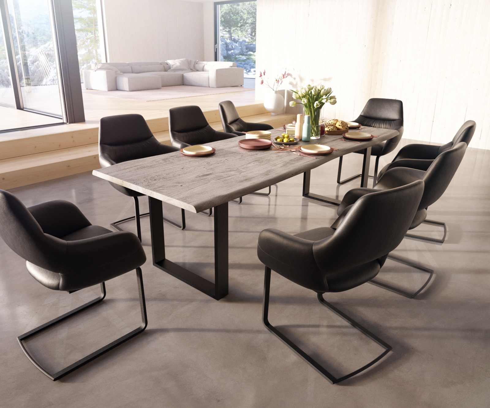 Freischwinger Yago-Flex mit Armlehnen Echt-Leder Schwarz Freischwinger flach Schwarz Taschenfederkern 3 Freischwinger Yago-Flex mit Armlehnen Echt-Leder Schwarz Freischwinger flach Schwarz Taschenfederkern 3