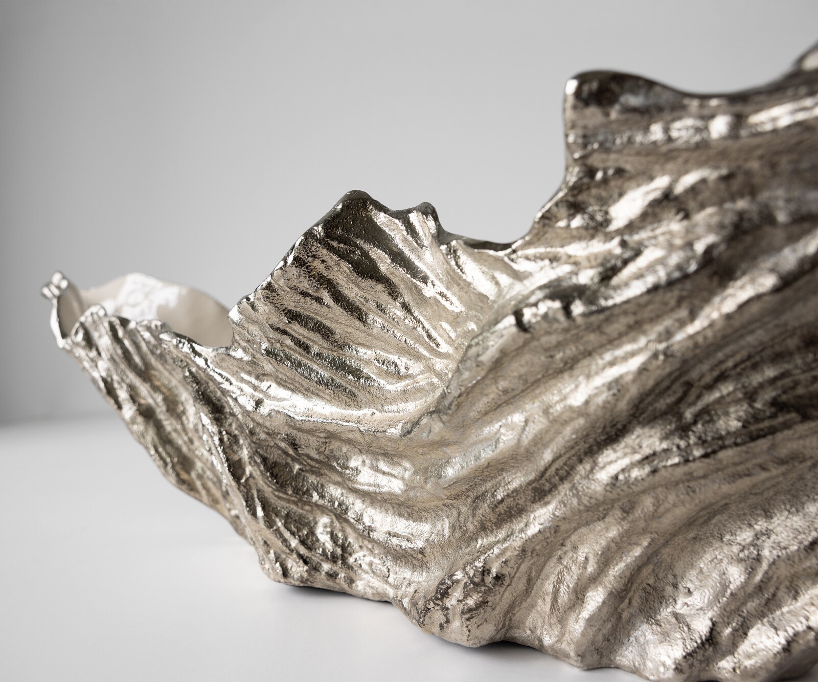 Schale Maris B78 x T24 x H38 cm Aluminium Platin Opal Handgemacht 2
