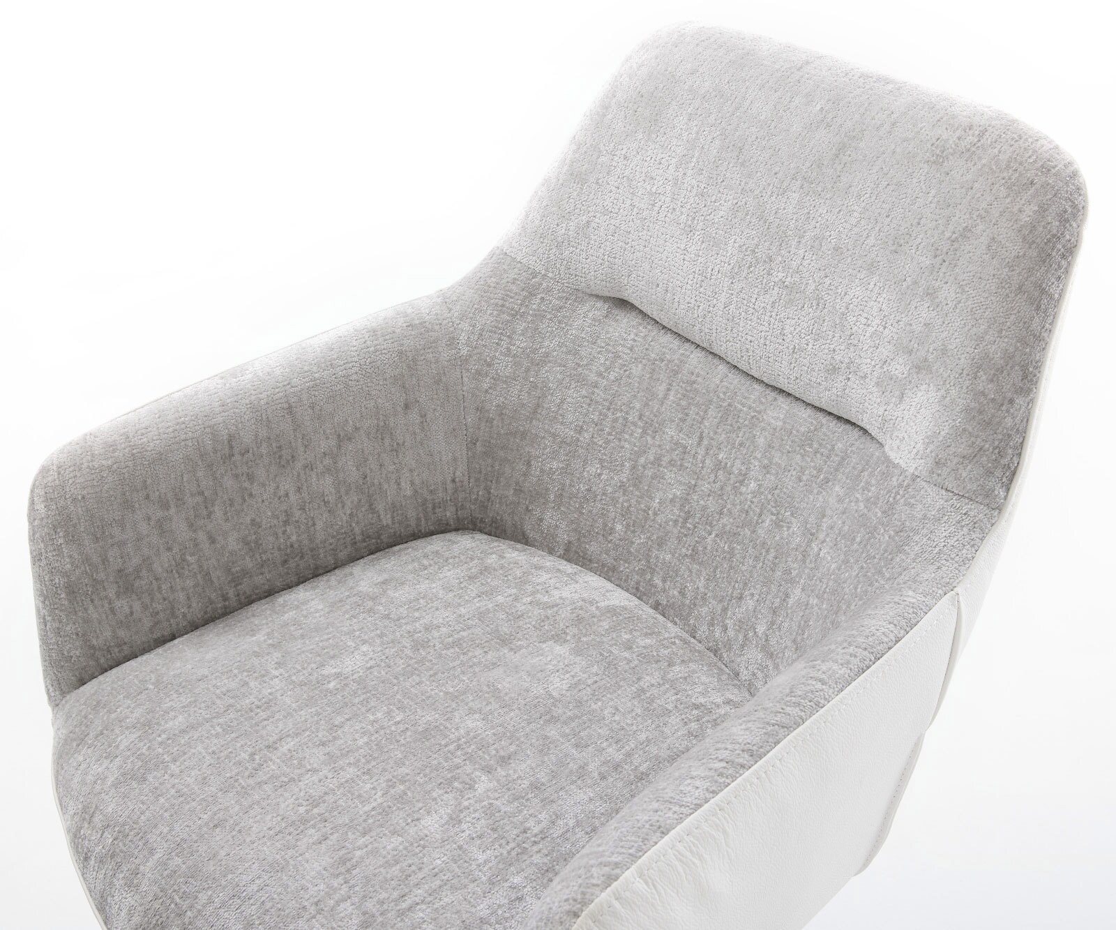 Chaise-pivotante Pejo-Flex tissu mixte cuir de vache blanc-gris argenté pied de chaise 4 branches blanc pivotement sur 360° fonction bascule ressorts ensachés 3 Chaise-pivotante Pejo-Flex tissu mixte cuir de vache blanc-gris argenté pied de chaise 4 branches blanc pivotement sur 360° fonction bascule ressorts ensachés 3
