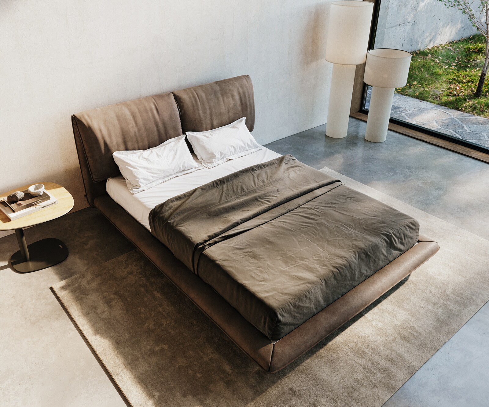 Polsterbettgestell Cusino 140x200 cm Mikrofaser Taupe Vintage 2