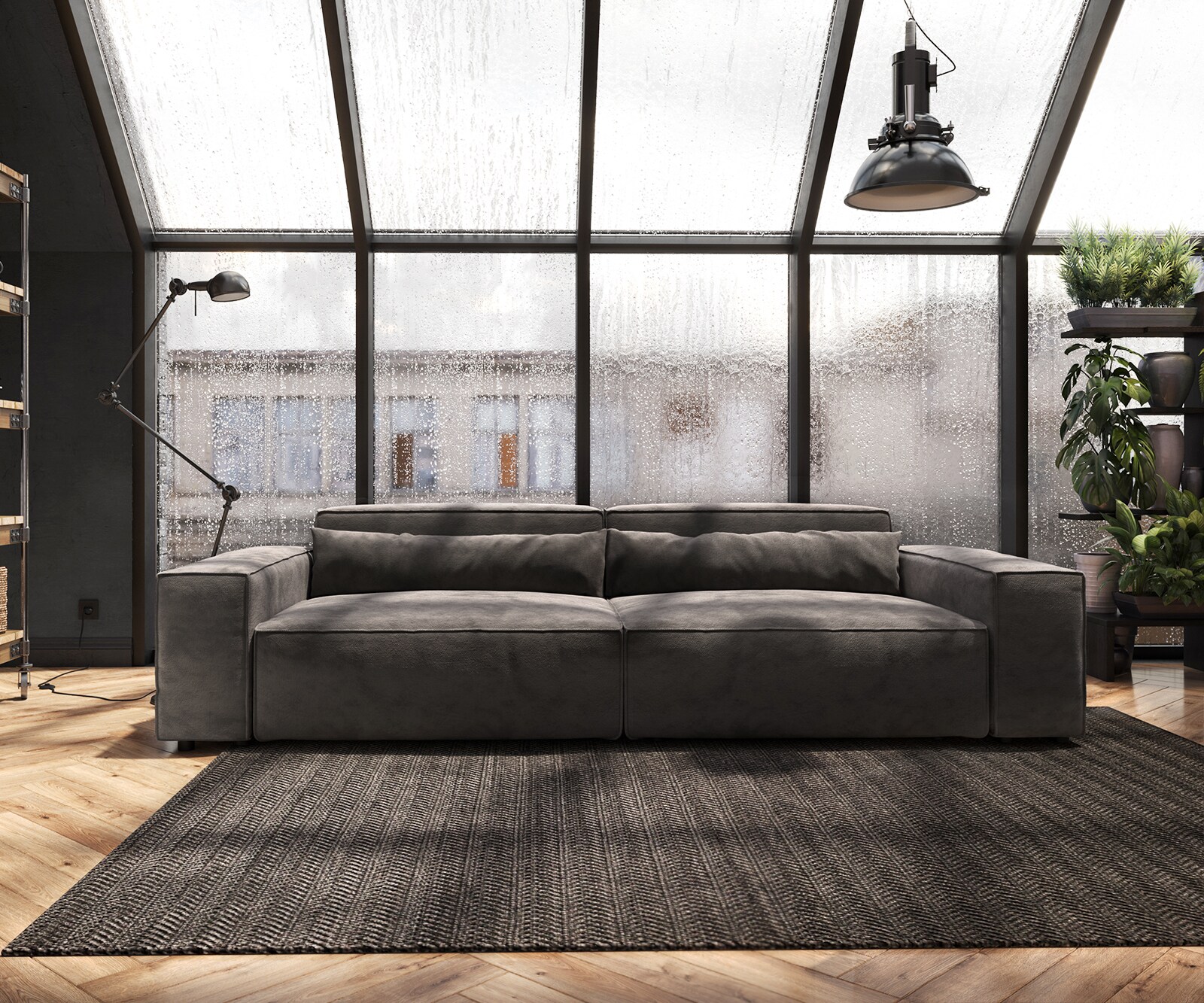 Big-Sofa Sirpio XL 270x130 cm Mikrofaser Khakibraun 1