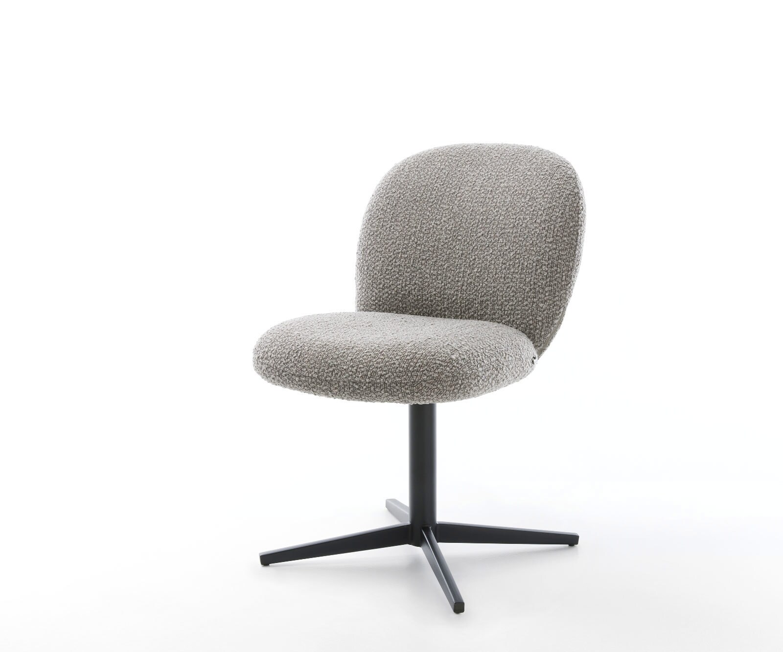 Drehstuhl Nube-Flex Bouclé Silbergrau Fußkreuz Schwarz 360° drehbar Taschenfederkern