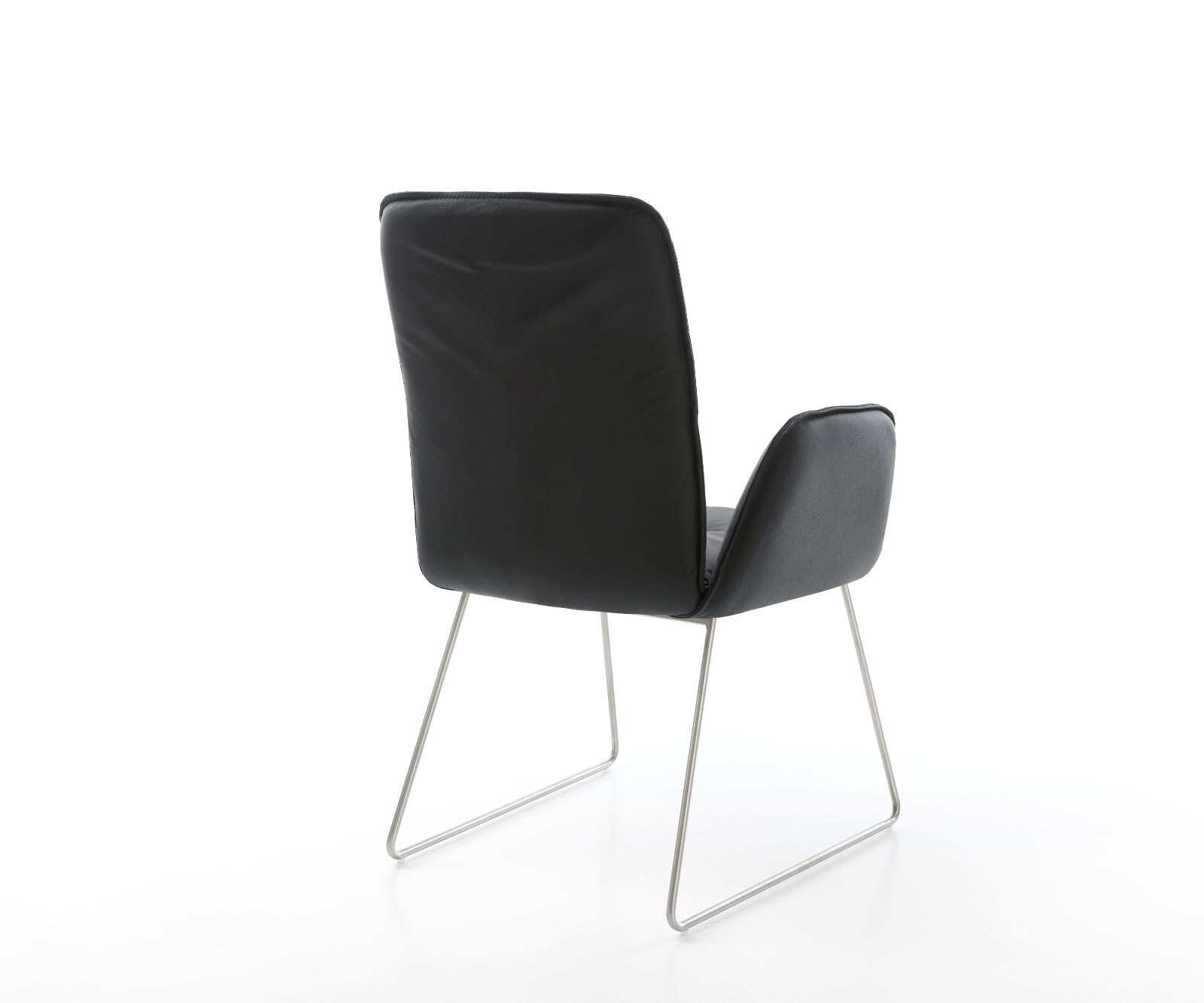 Esszimmerstuhl Vinja-Flex Echt-Leder Schwarz Kufengestell Edelstahl 4 Esszimmerstuhl Vinja-Flex Echt-Leder Schwarz Kufengestell Edelstahl 4