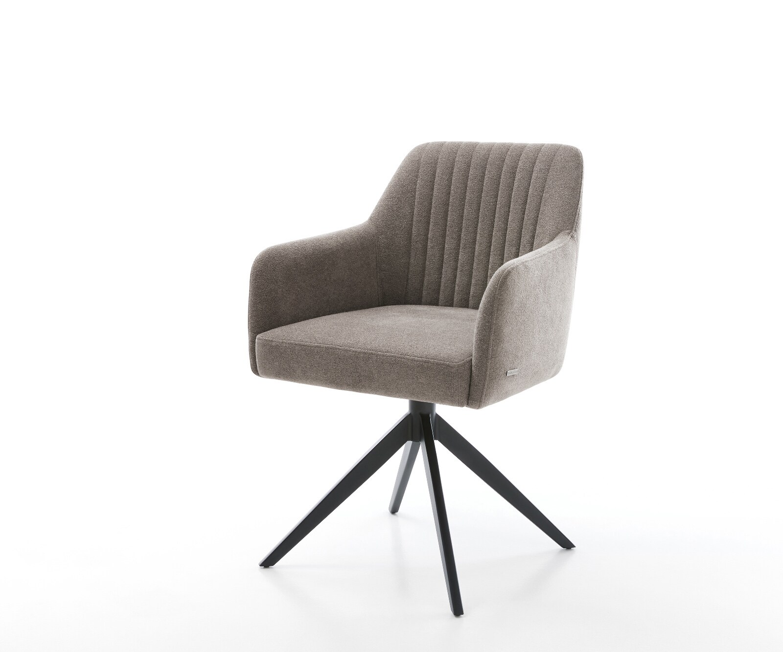 Drehstuhl Greg-Flex Strukturstoff Soft Taupe Kreuzgestell breit Schwarz 360° drehbar Wippfunktion Taschenfederkern 1