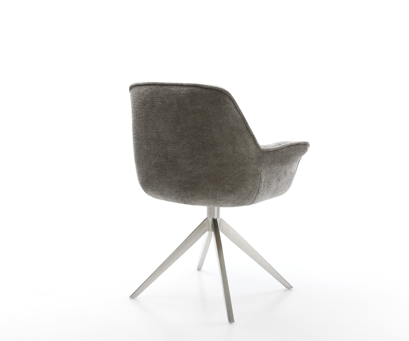 Drehstuhl Kaira-Flex Bouclé Soft Schlamm Kreuzgestell breit Edelstahl 360° drehbar Wippfunktion 5