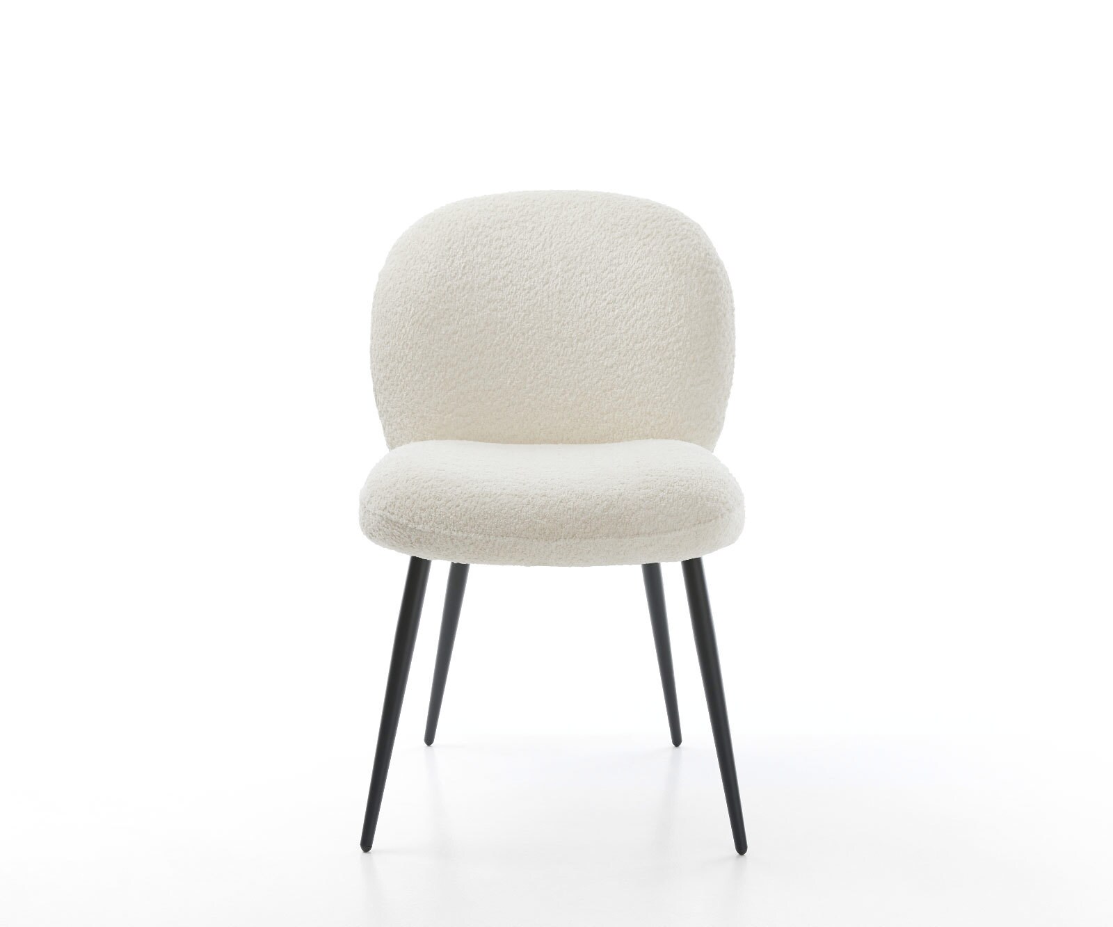 Esszimmerstuhl Nube-Flex Bouclé Weiß 4-Fuß konisch Schwarz Taschenfederkern 1