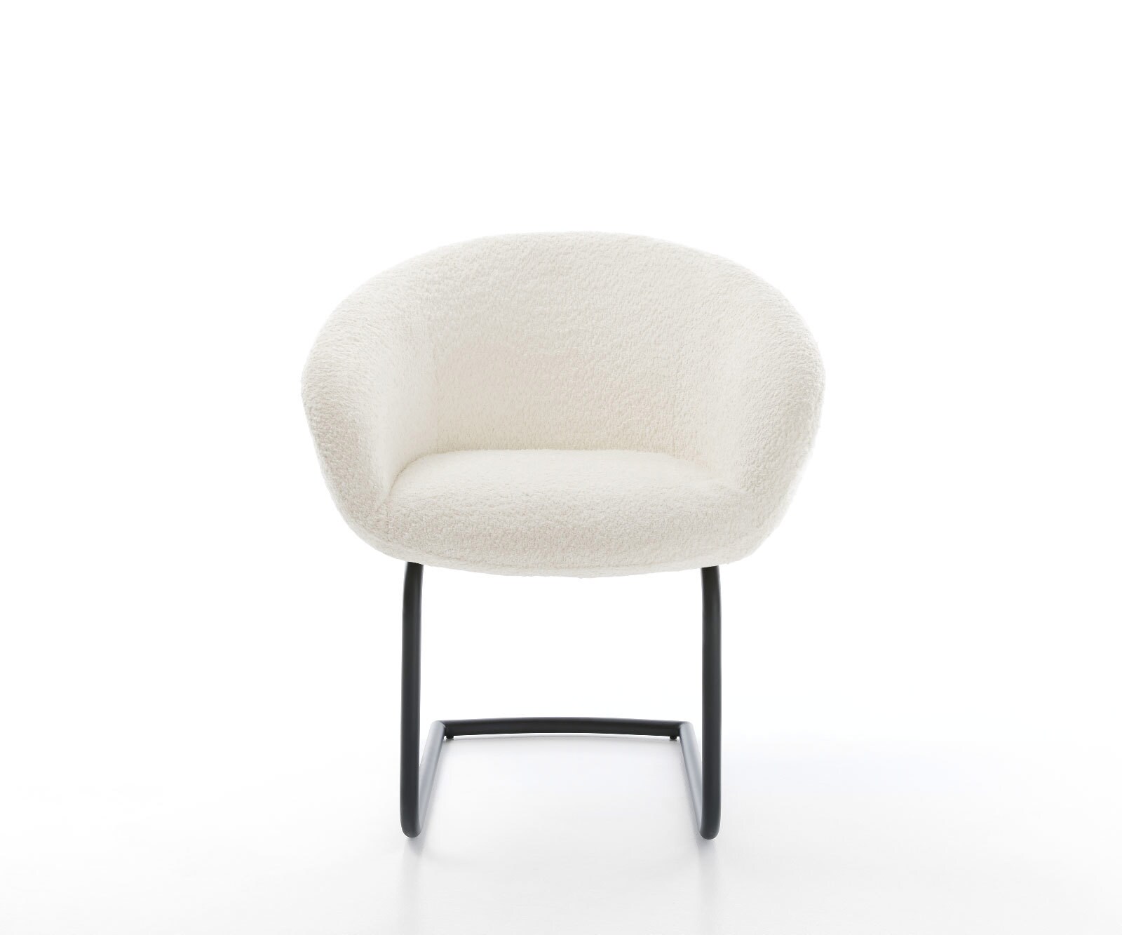 Cantilever Vinka-Flex avec accoudoirs bouclé blanc pied cantilever rond noir ressorts ensachés 2