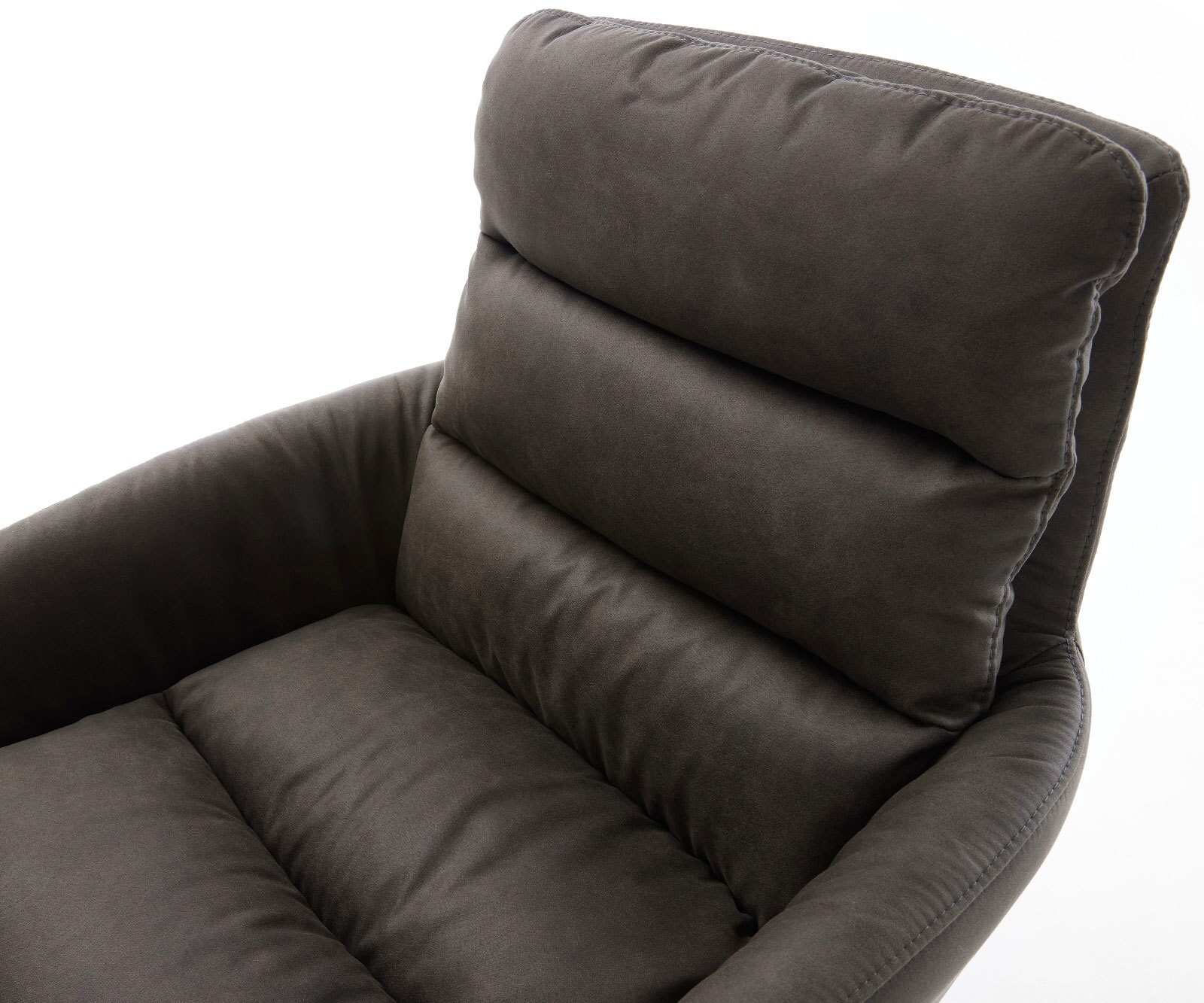 Drehstuhl Abelia-Flex mit Armlehnen Mikrofaser Anthrazit Vintage Kreuzgestell breit Edelstahl 360° drehbar Wippfunktion 3