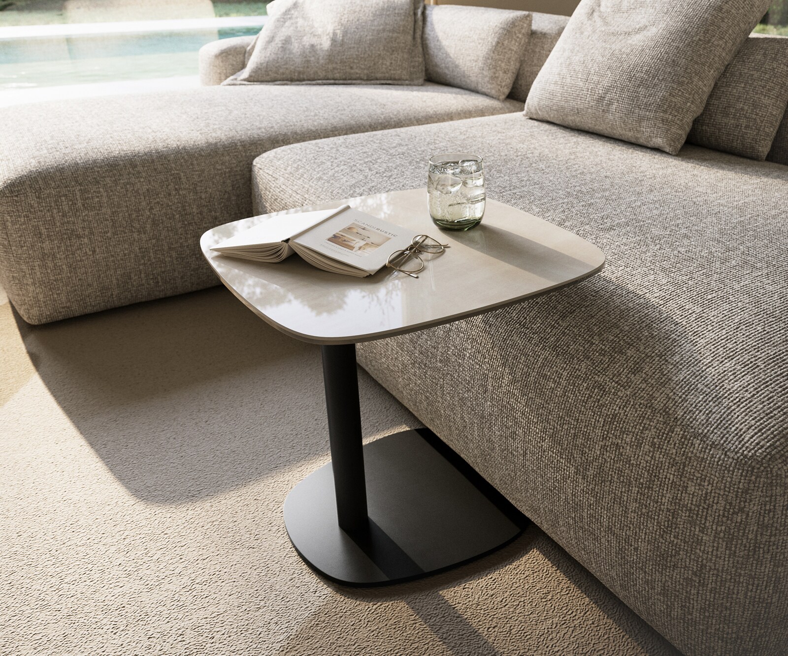 Beistelltisch Edge Boot 50x50 cm Keramik Onyx Champagne Eleny Metall Schwarz 1