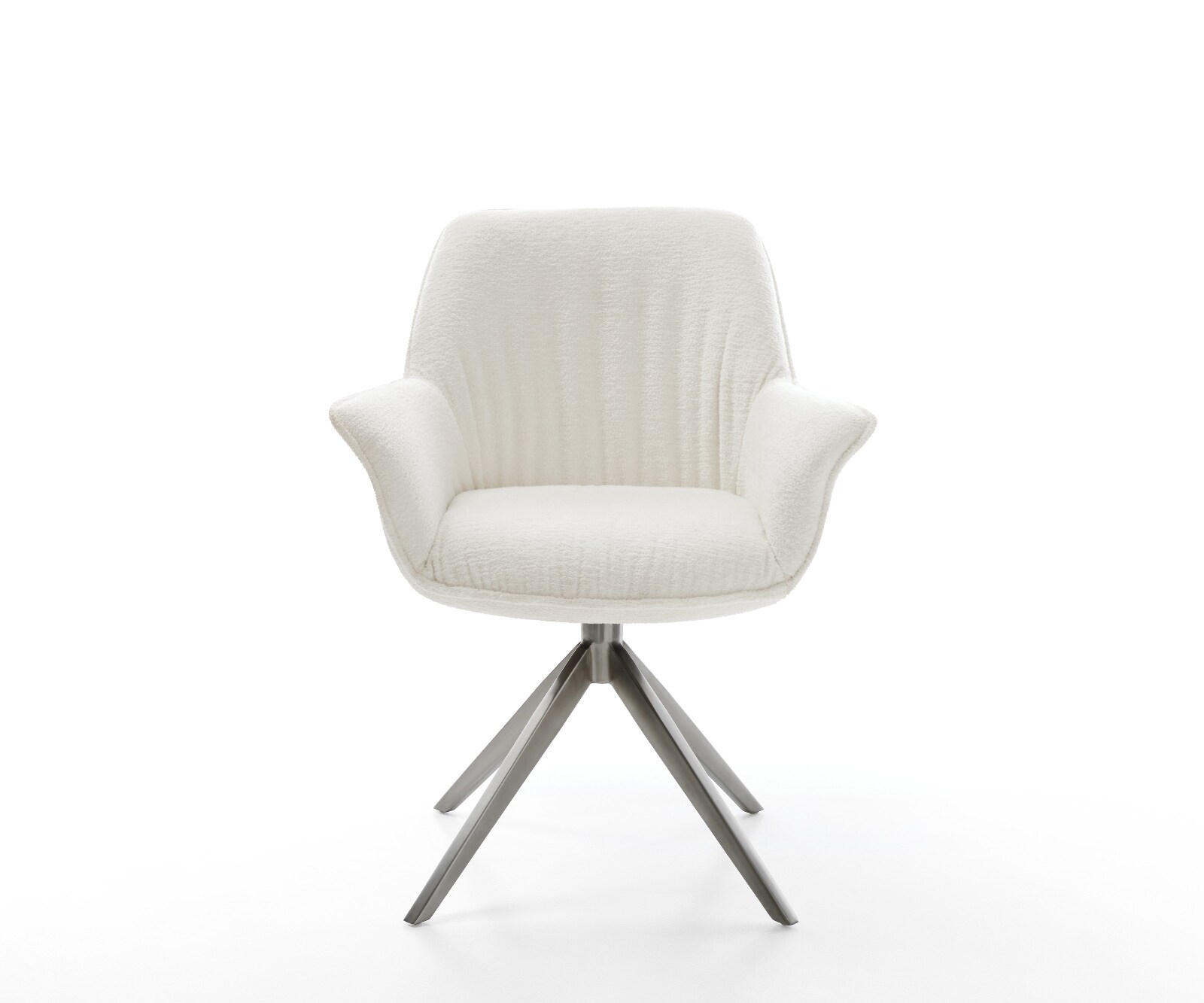 Drehstuhl Keila-Flex mit Armlehnen Bouclé Soft Beige Kreuzgestell breit Graphit 360° drehbar Wippfunktion 2