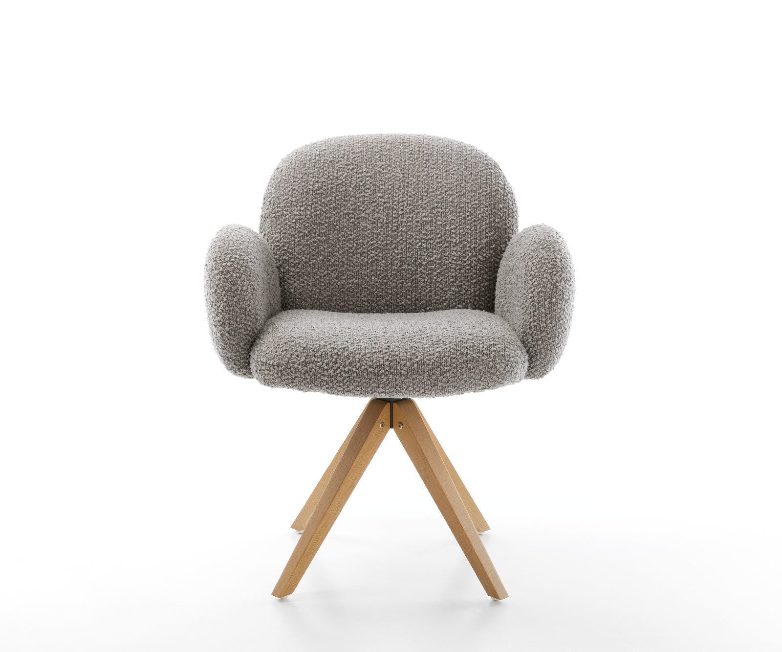 Drehstuhl Nube-Flex mit Armlehnen Bouclé Silbergrau Holzgestell kantig Natur 180° drehbar Taschenfederkern 1 Drehstuhl Nube-Flex mit Armlehnen Bouclé Silbergrau Holzgestell kantig Natur 180° drehbar Taschenfederkern 1