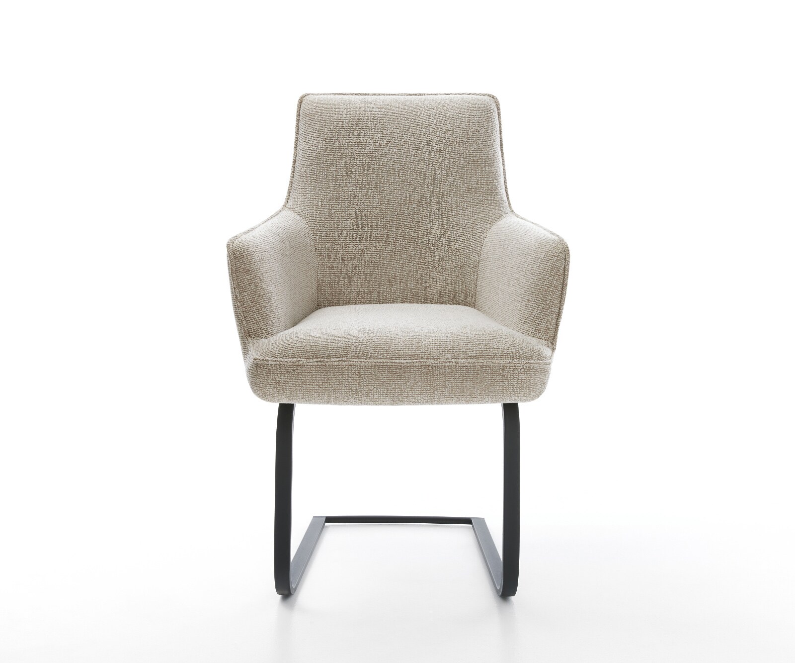 Freischwinger Heira-Flex mit Armlehnen Webstoff Soft Beige Freischwinger flach Schwarz Taschenfederkern 1