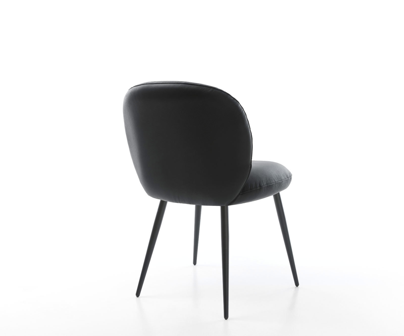 Chaise-de-salle-à-manger Nube-Flex cuir de vache noir 4 pieds coniques noir ressorts ensachés 5 Chaise-de-salle-à-manger Nube-Flex cuir de vache noir 4 pieds coniques noir ressorts ensachés 5