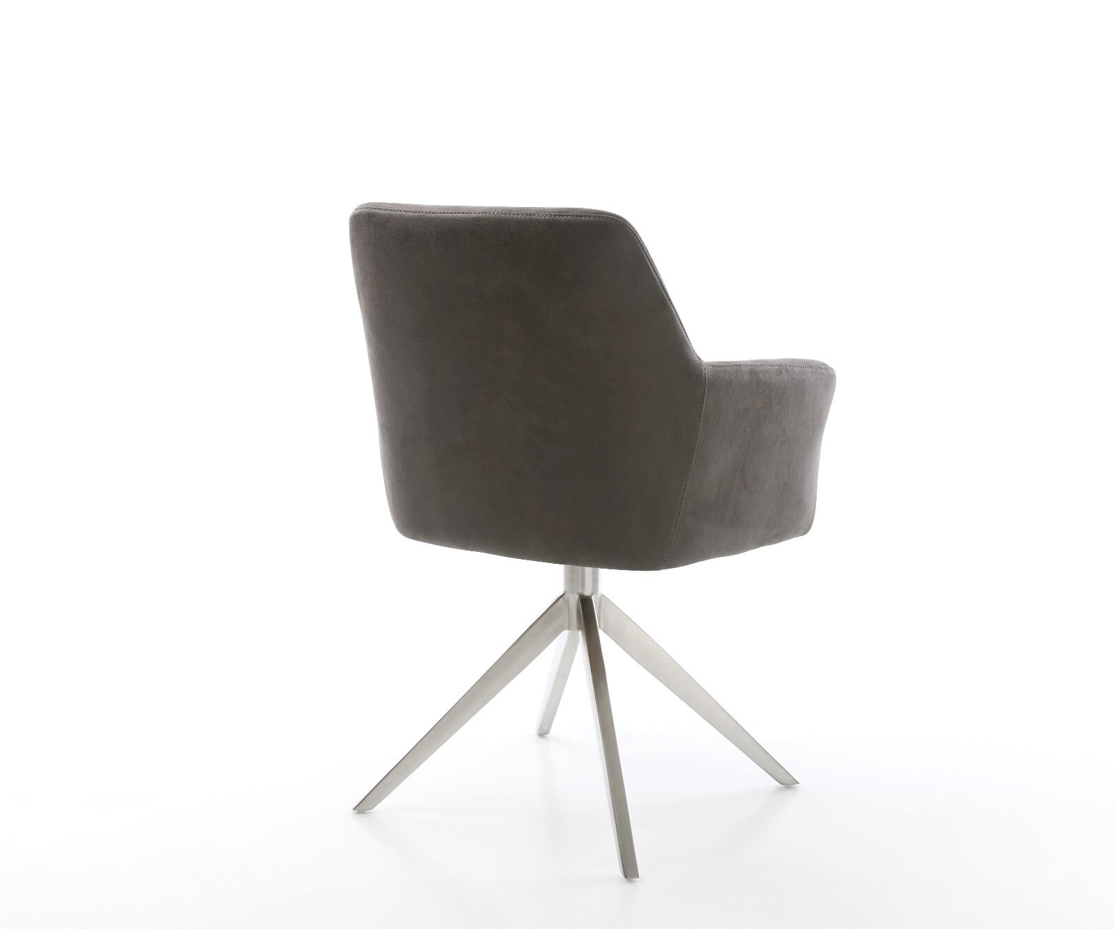 Chaise-pivotante Xana-Flex microvelours anthracite vintage pied croisé large acier inoxydable brossé pivotement sur 360° fonction bascule ressorts ensachés 5