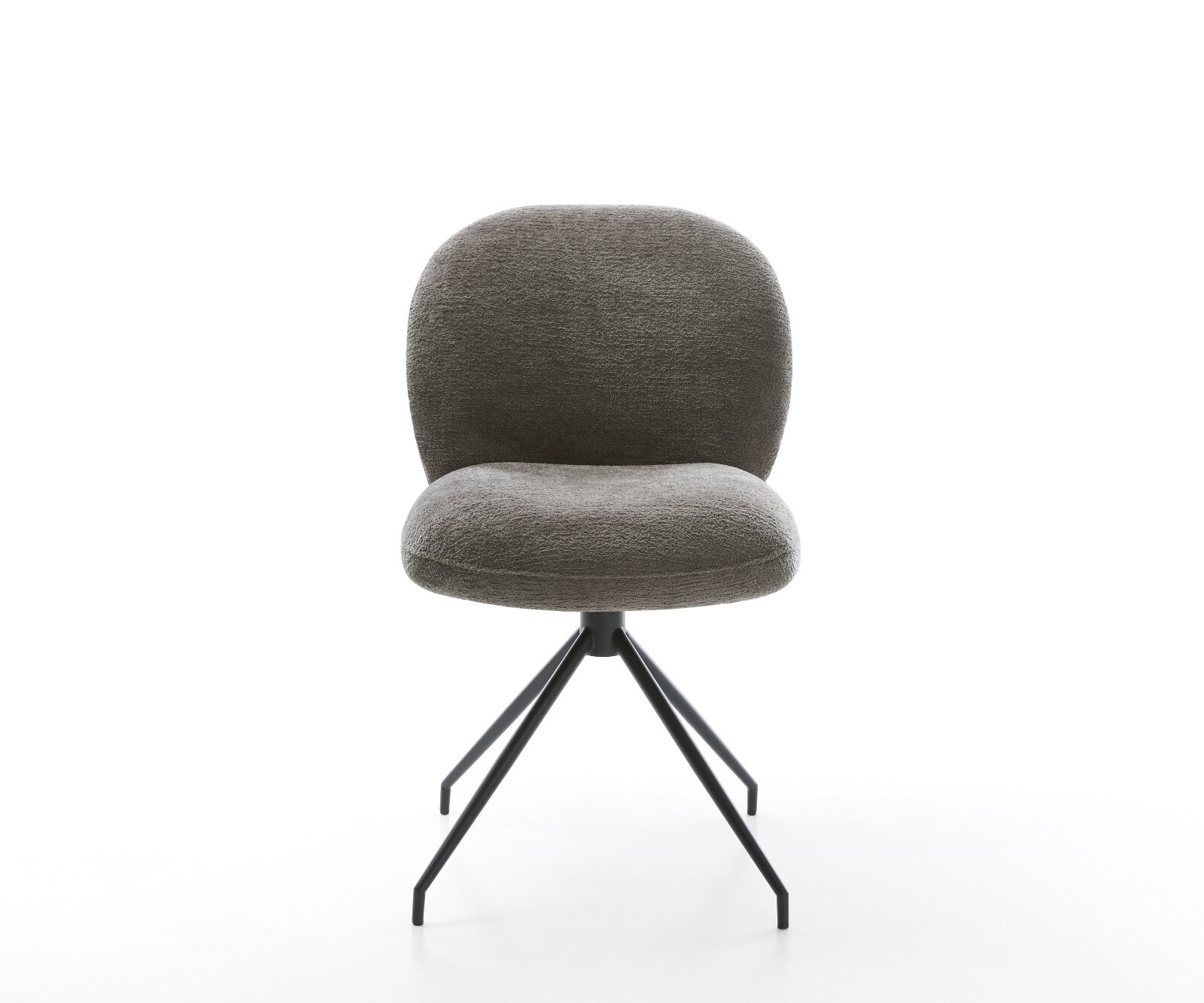 Chaise-de-salle-à-manger Nube-Flex bouclé doux couleur boue pied croisé conique noir resorts ensachés 2