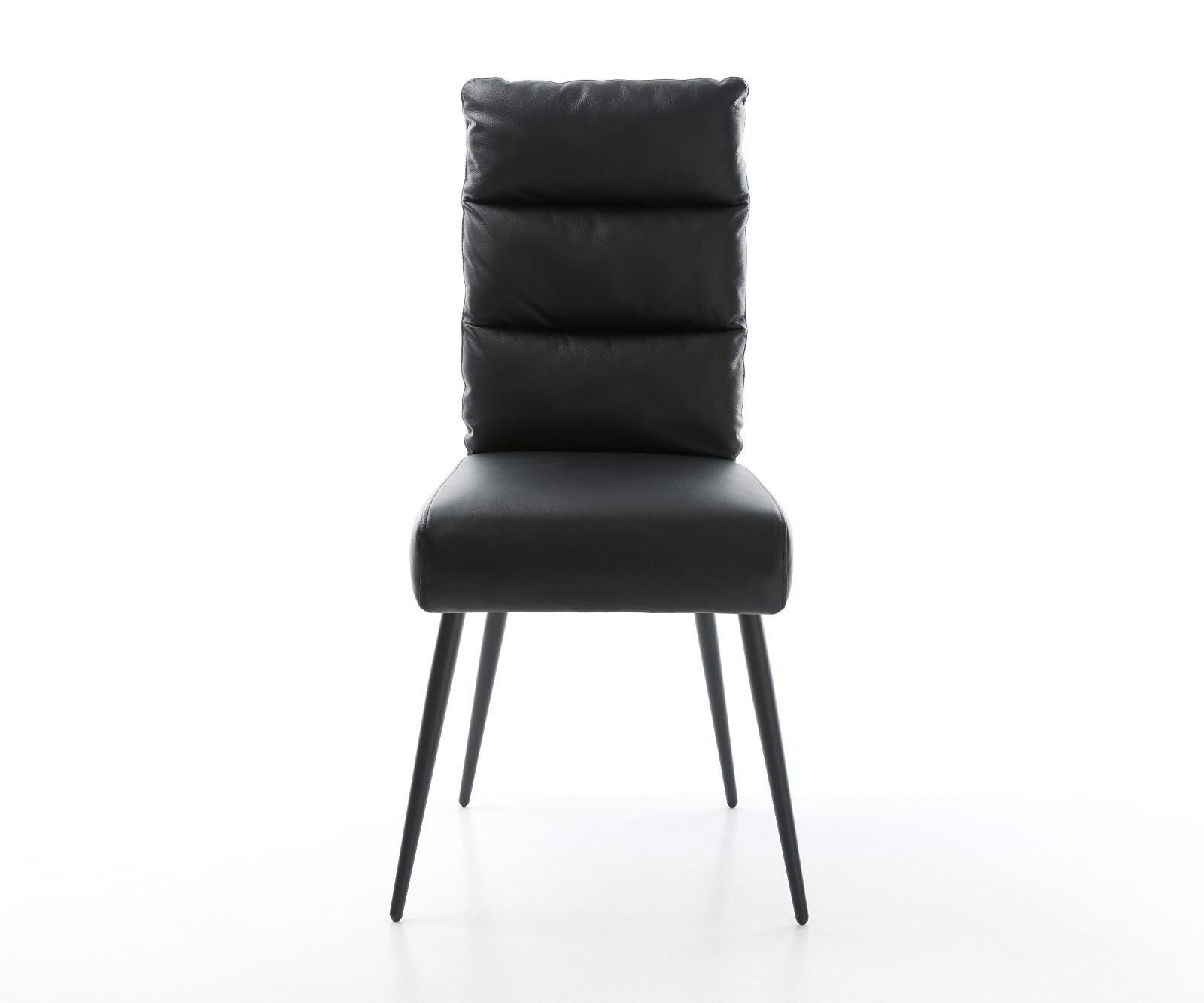 Chaise-de-salle-à-manger Pela-Flex cuir de vache noir 4 pieds coniques noir ressorts ensachés 2