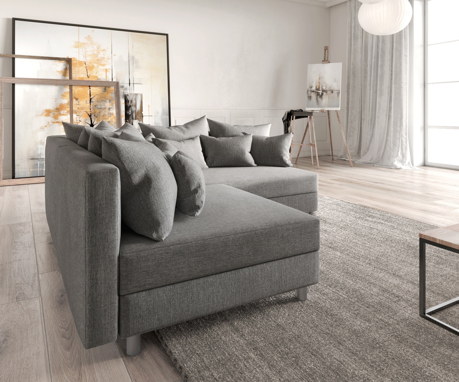 Ecksofa Clovis Grau Flachgewebe Ottomane Rechts Modulsofa 5 Ecksofa Clovis Grau Flachgewebe Ottomane Rechts Modulsofa 5