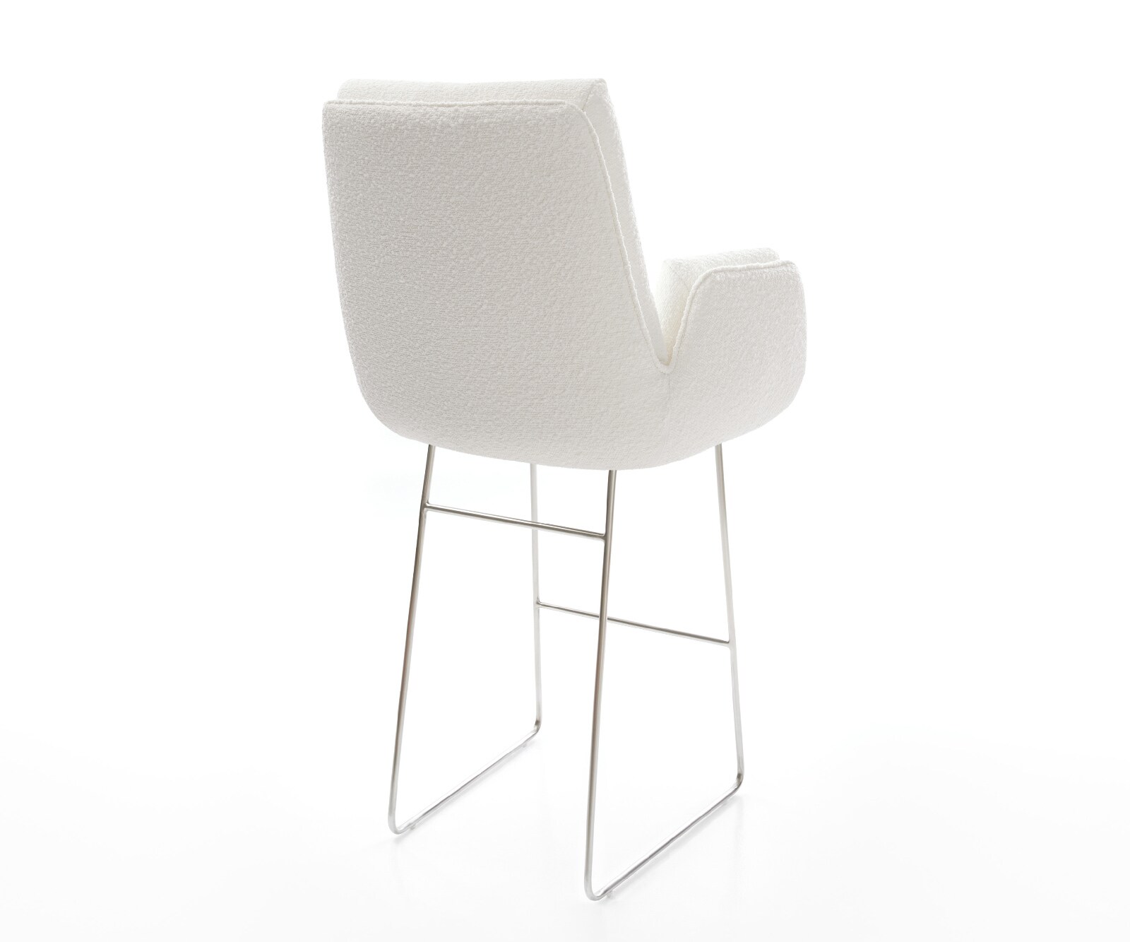 Barstuhl Clea-Flex Bouclé Creme-Weiß Kufengestell Edelstahl Silberfarben 4