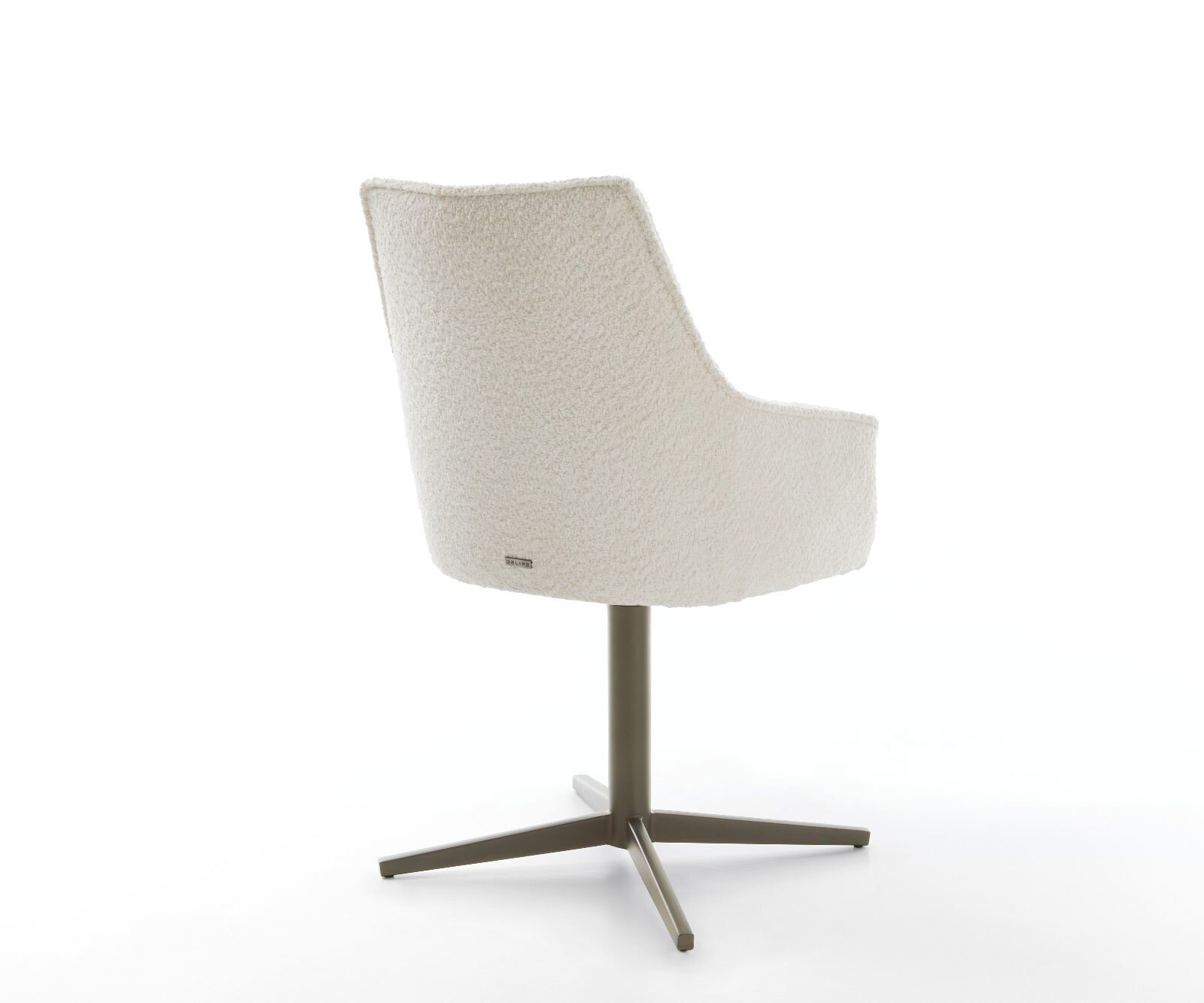 Chaise-pivotante Alja-Flex avec accoudoirs bouclé blanc pied de chaise 4 branches aspect titane pivotement sur 360° ressorts ensachés 4