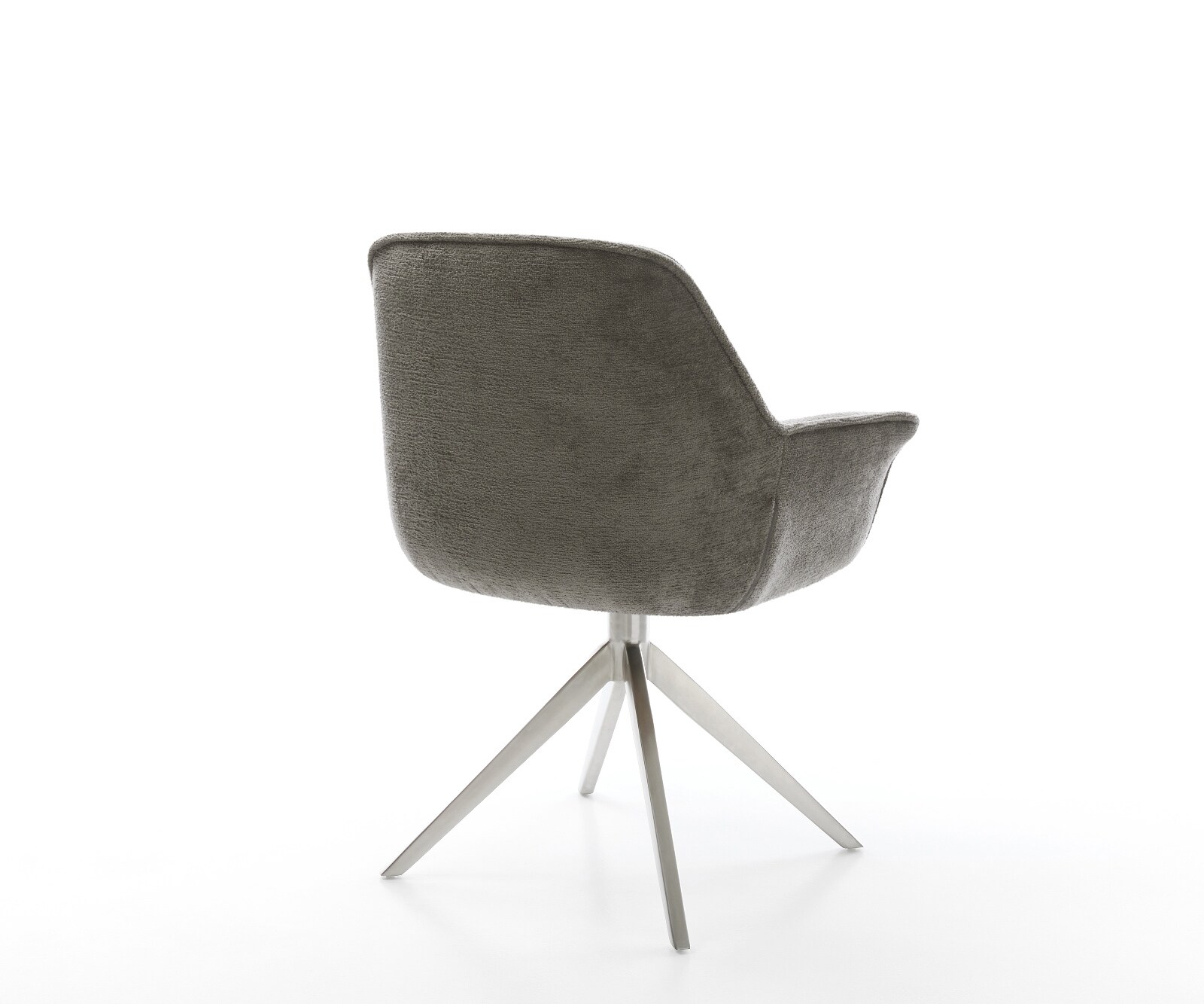 Chaise-pivotante Keila-Flex avec accoudoirs bouclé doux couleur boue pied croisé large acier inoxydable pivotement sur 360° fonction bascule 5