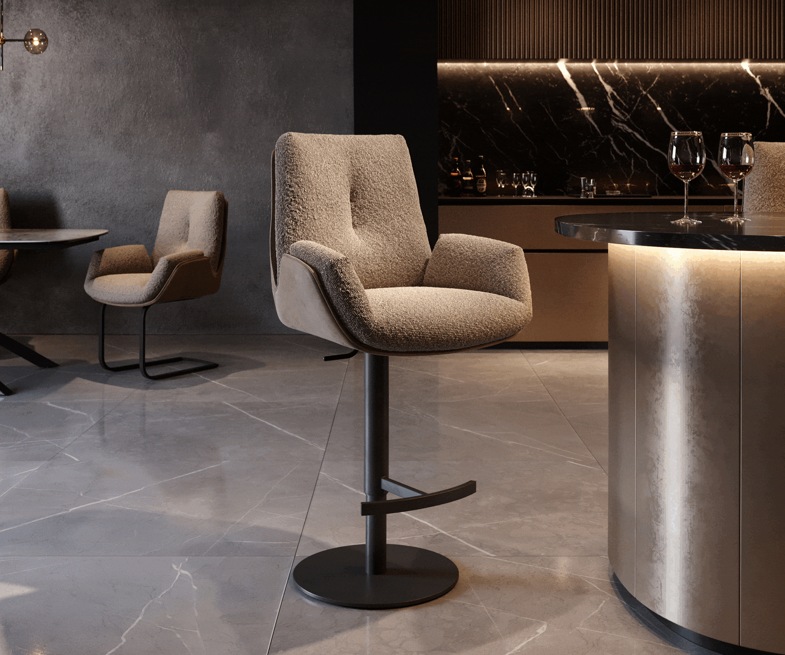Barstuhl Clea-Flex Materialmix Schlamm Drehfuß höhenverstellbar Metall drehbar Taschenfederkern 5 Barstuhl Clea-Flex Materialmix Schlamm Drehfuß höhenverstellbar Metall drehbar Taschenfederkern 5
