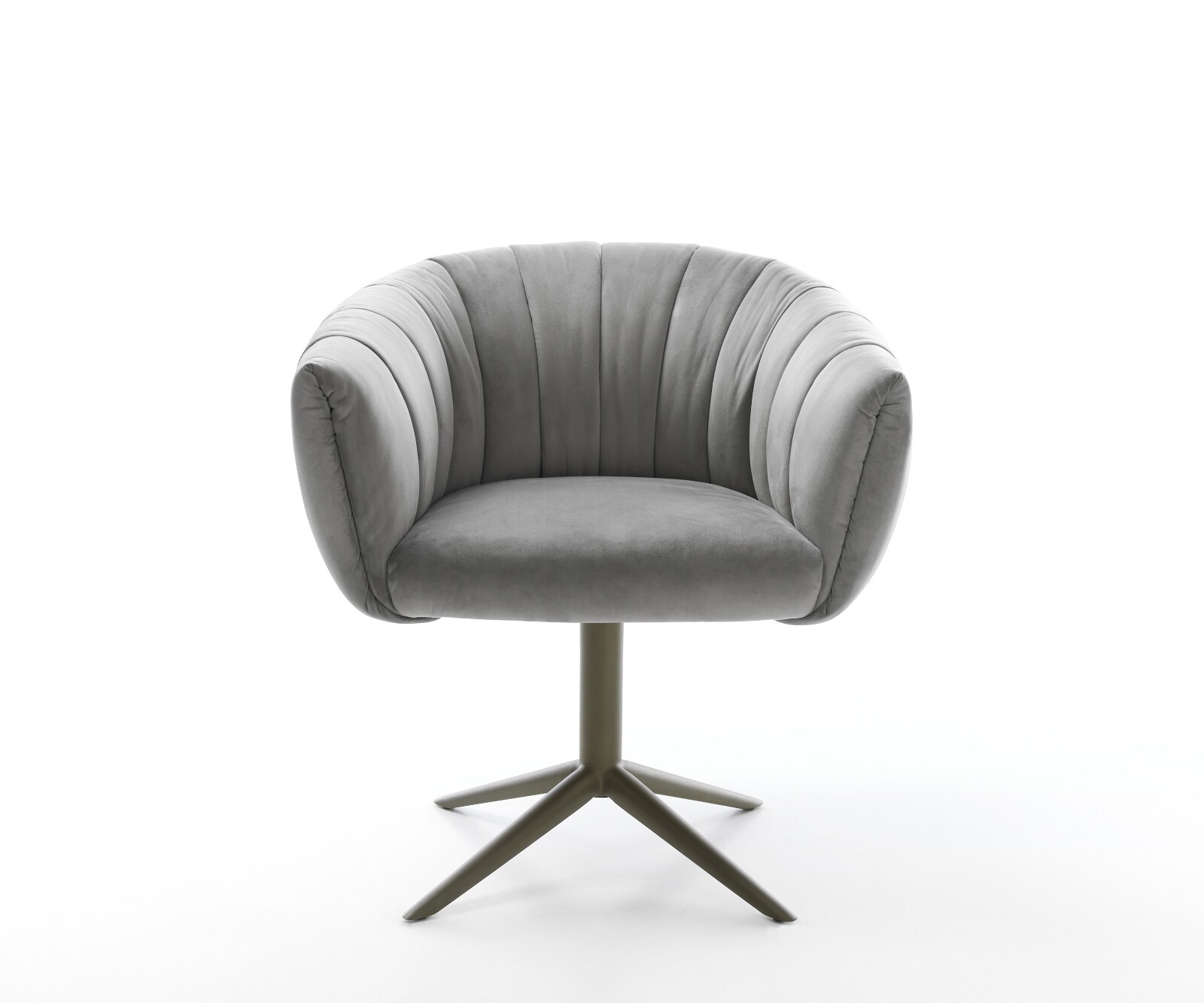 Chaise-pivotante Jada-Flex velours gris pied croisé angulaire aspect titane pivotement sur 360° fonction bascule ressorts ensachés 1