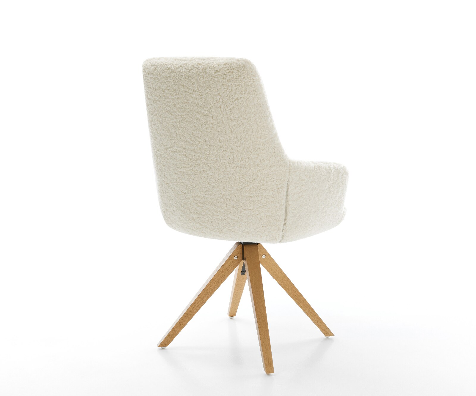 Chaise-pivotante Zelia-Flex avec accoudoirs tissu teddy beige pied en bois angulaire naturel pivotement sur 180° resorts ensachés 5