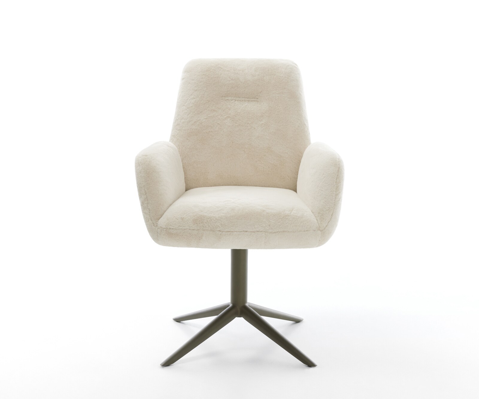 Chaise-pivotante Zoa-Flex peluche crème-blanc pied de chaise 4 branches aspect titane pivotement sur 360° fonction bascule resorts ensachés 1