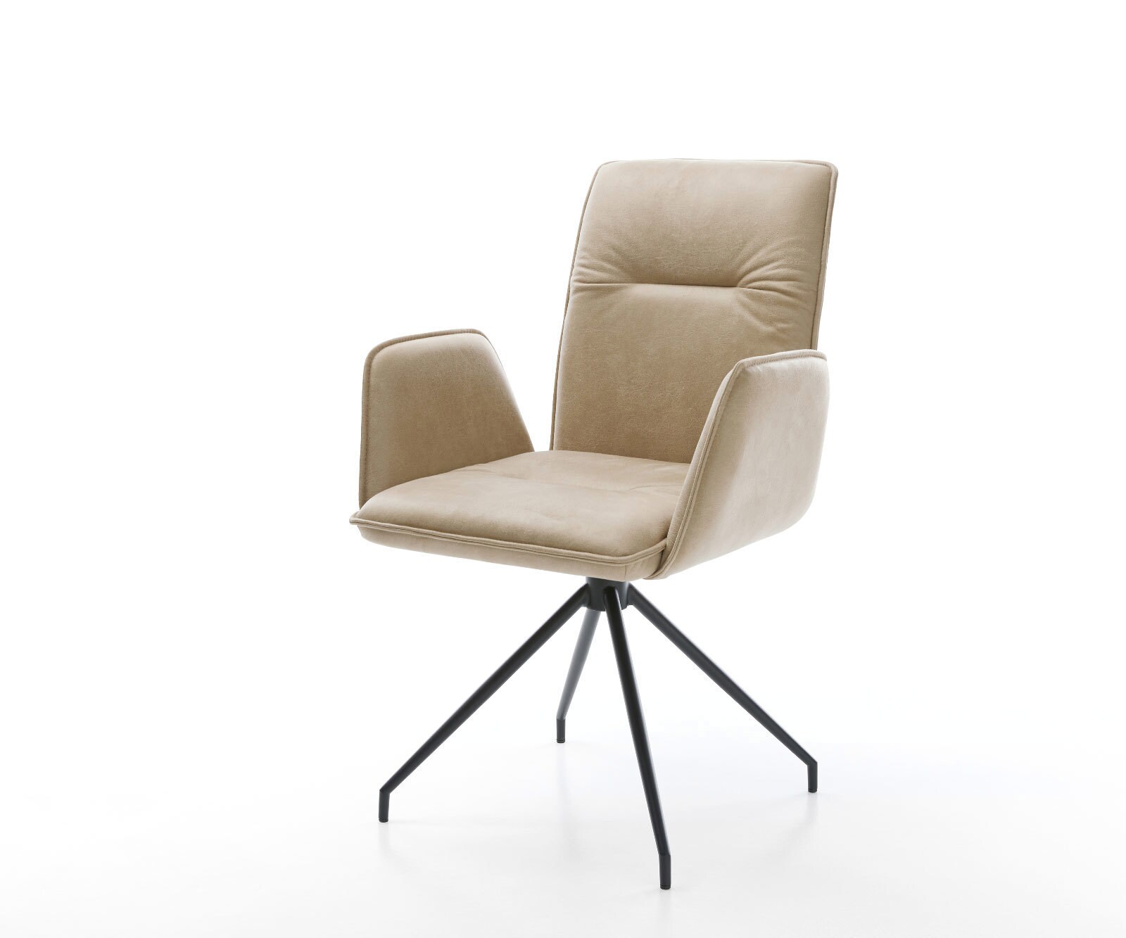 Drehstuhl Vinja-Flex Beige Vintage Kreuzgestell konisch Schwarz 180° drehbar