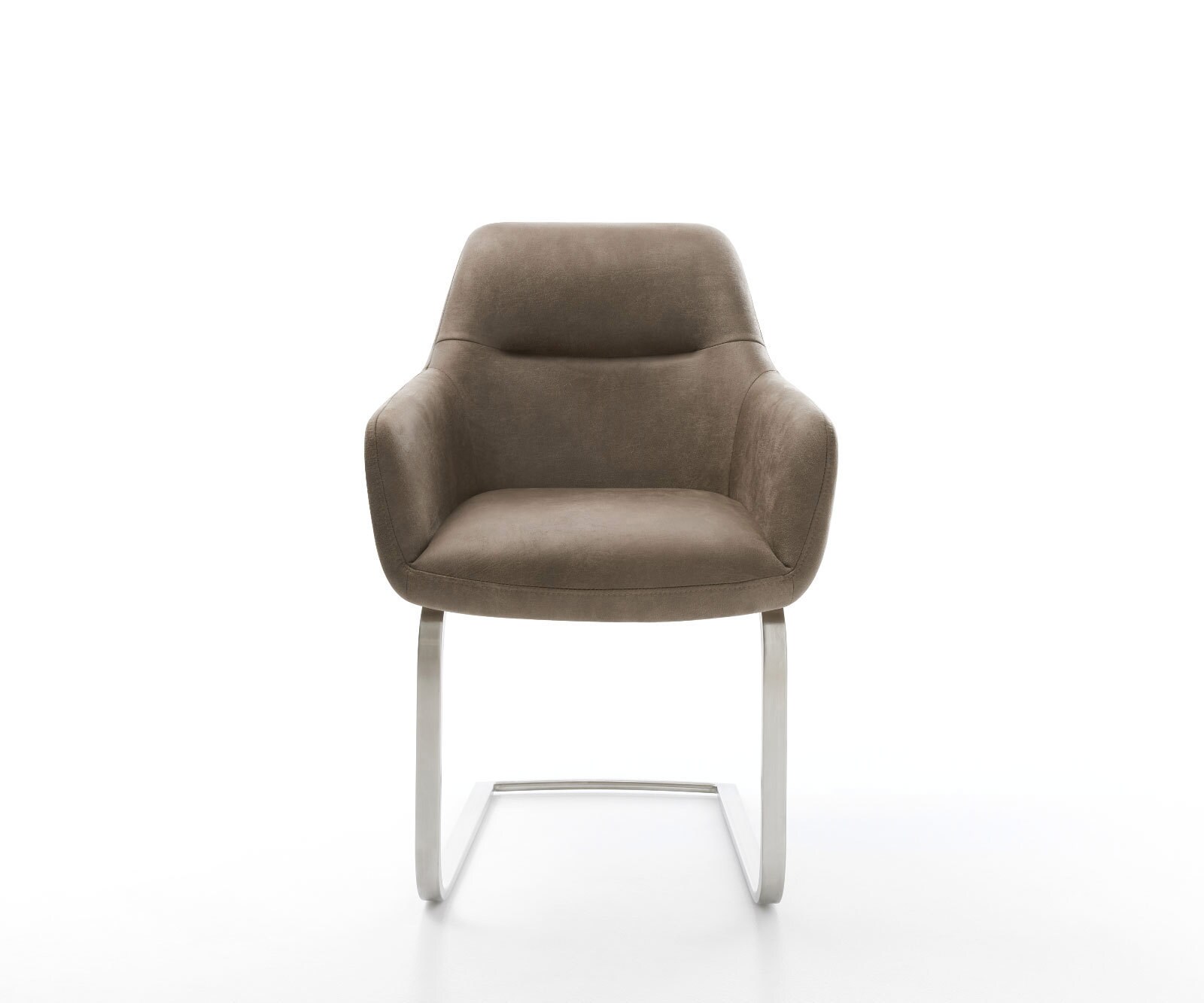 Cantilever Pejo-Flex microvelours taupe vintage pied cantilever plat acier inoxydable brossé ressorts ensachés 1